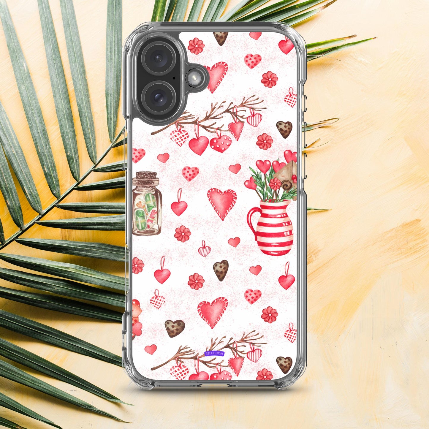 Retro Hearts Clear Phone Case for iPhone®