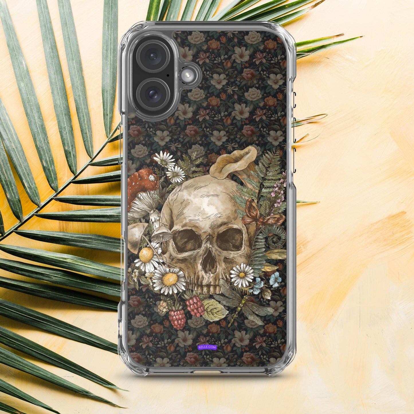 Gothic Skull & Flowers Clear Case for iPhone®