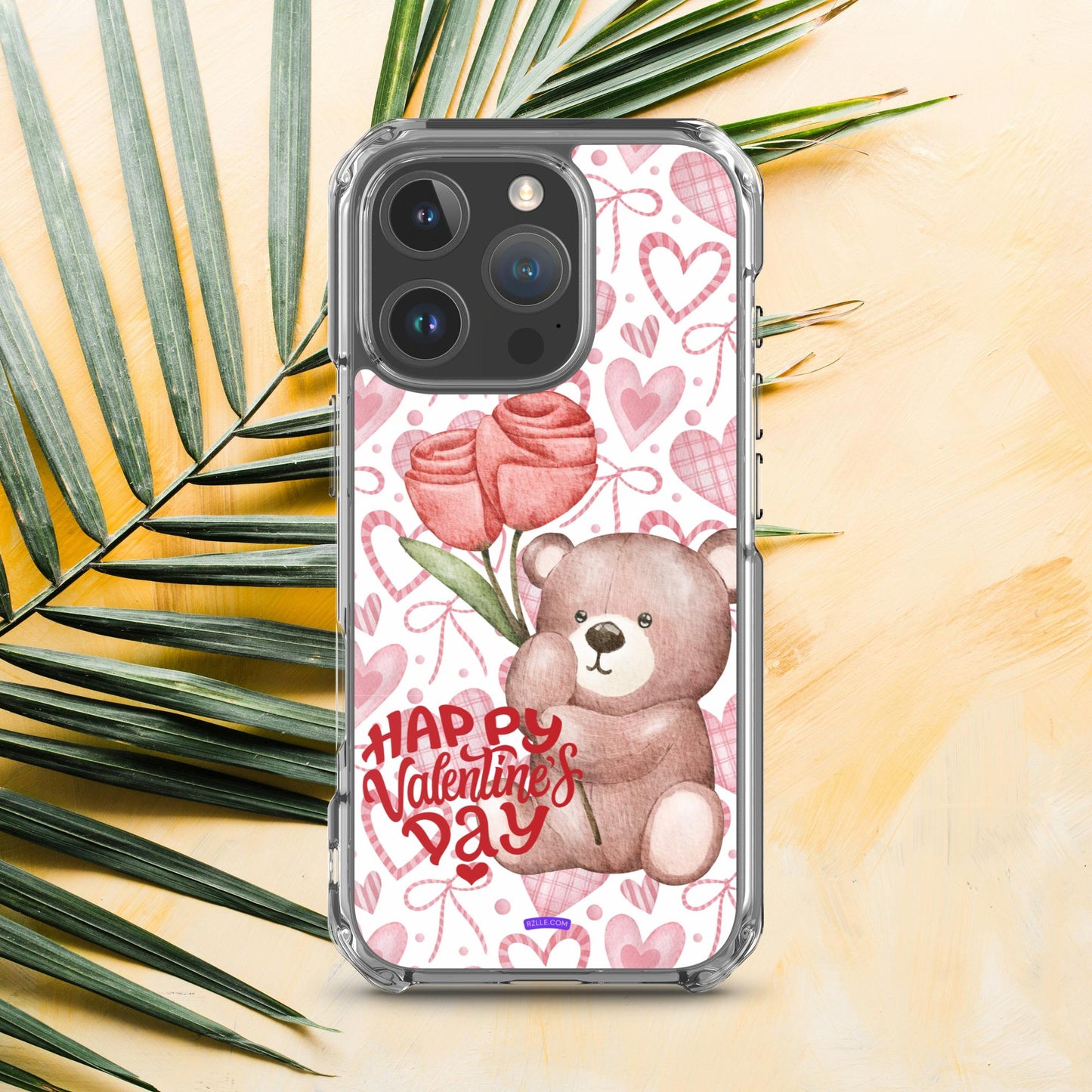 Valentine's Day Bear & Flowers  Clear Phone Case for iPhone®