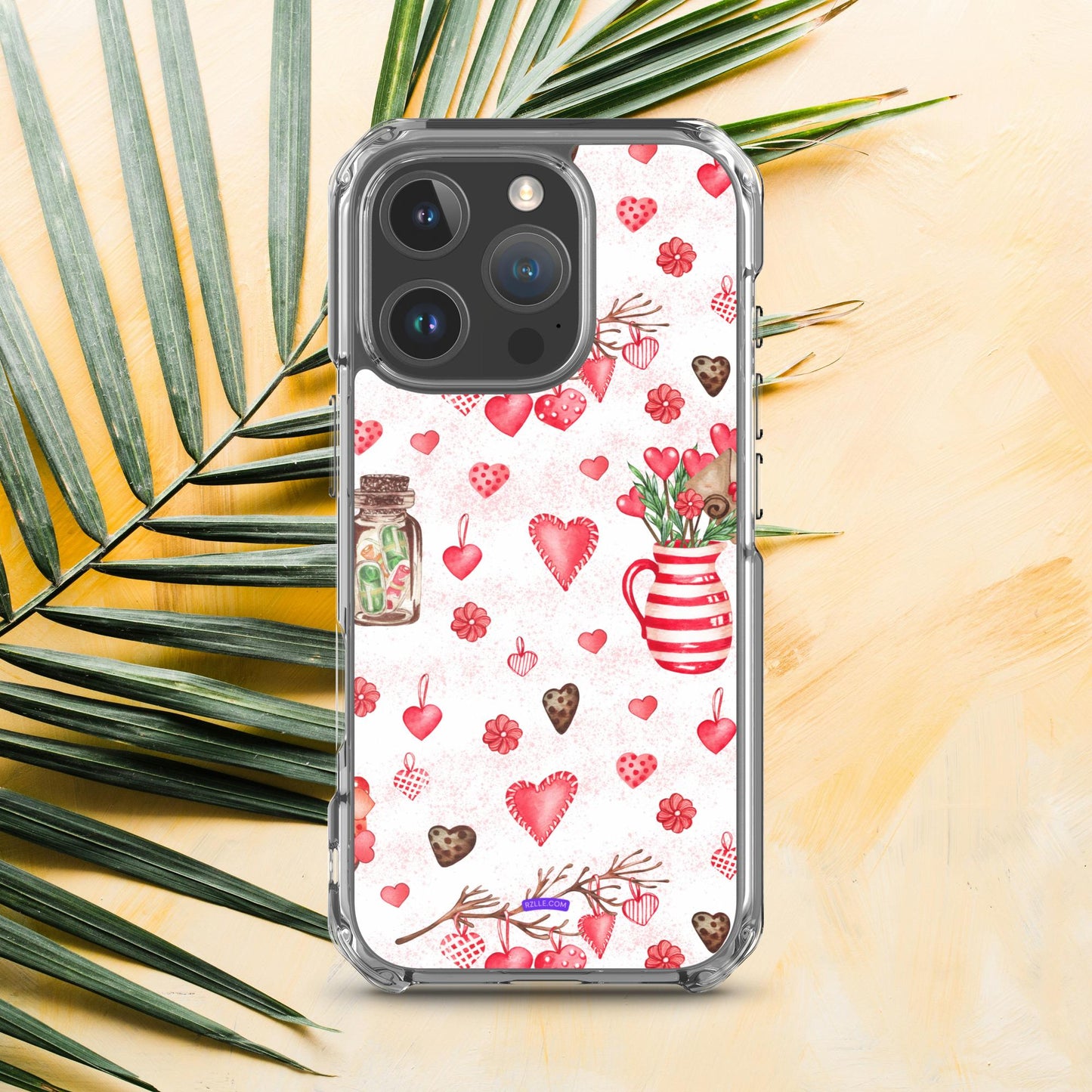 Retro Hearts Clear Phone Case for iPhone®