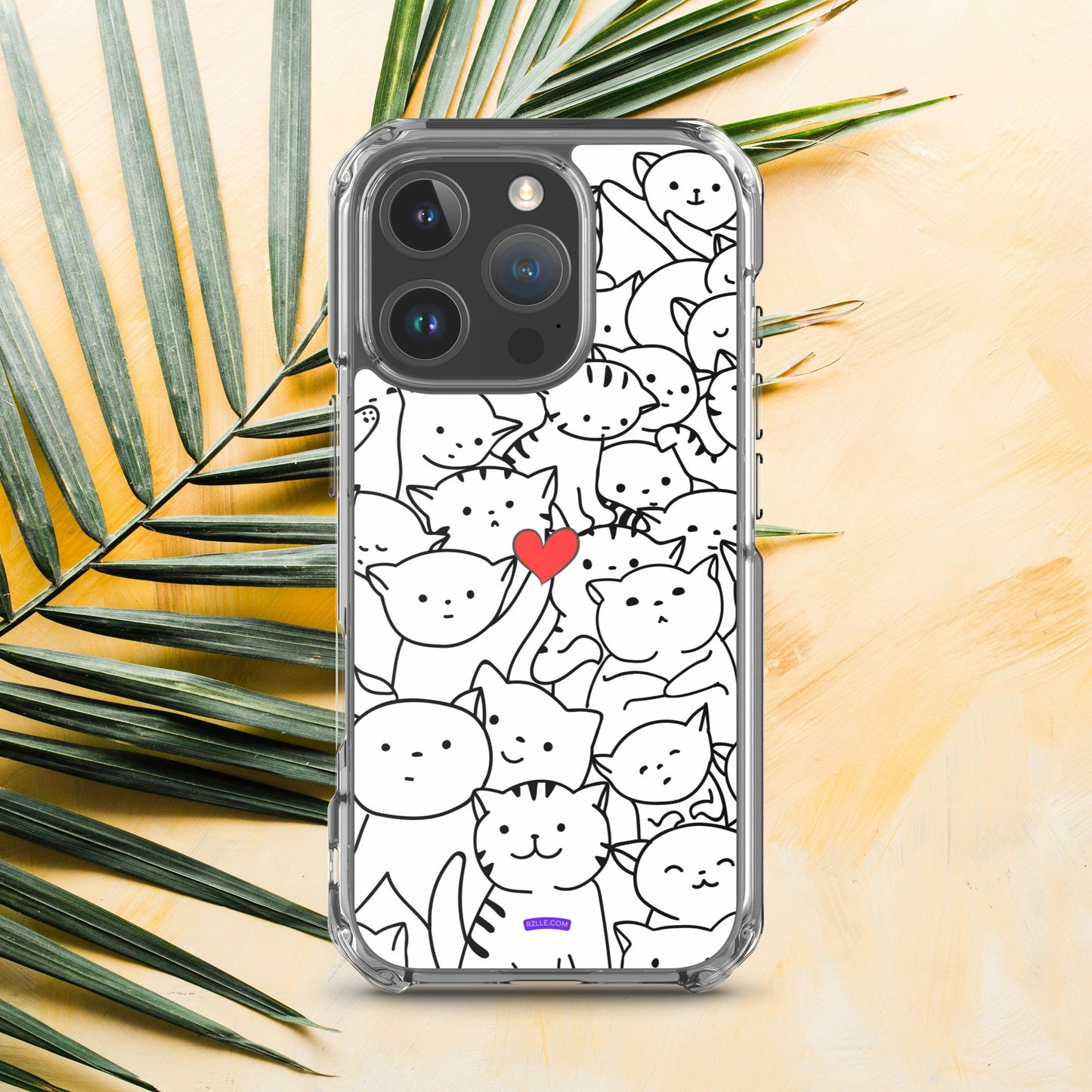 Doodle Cats & Heart Clear Phone Case for iPhone®