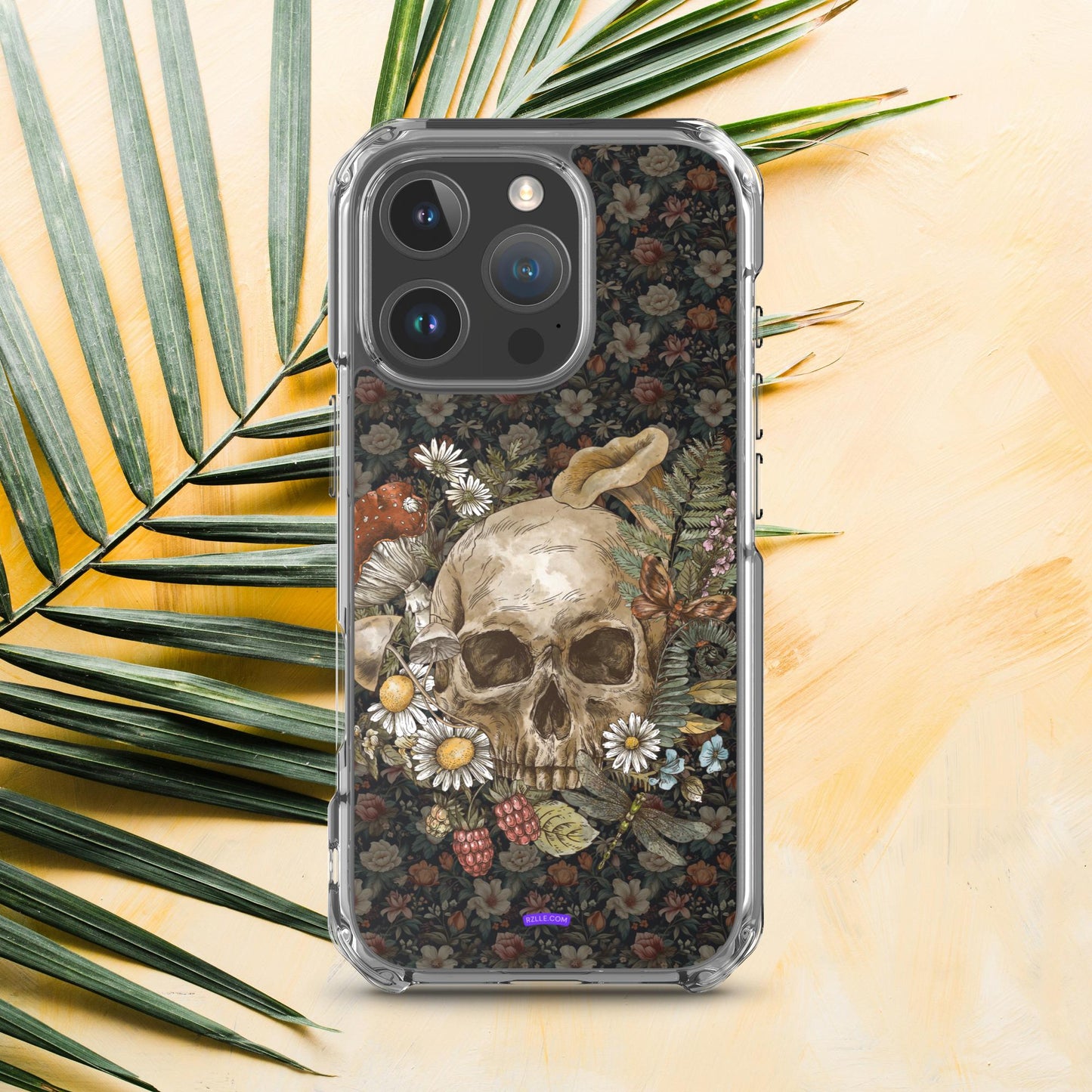 Gothic Skull & Flowers Clear Case for iPhone®