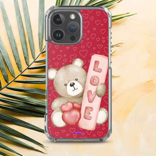 Bear Love & Hearts Clear Phone Case for iPhone®