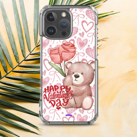 Valentine's Day Bear & Flowers  Clear Phone Case for iPhone®