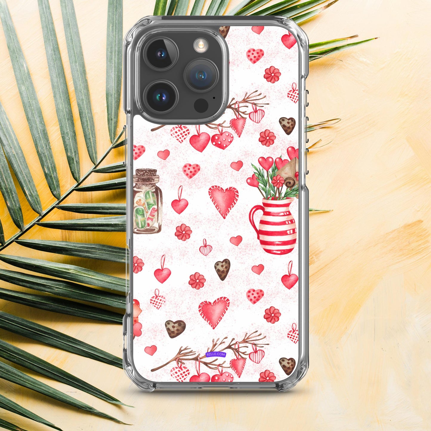 Retro Hearts Clear Phone Case for iPhone®