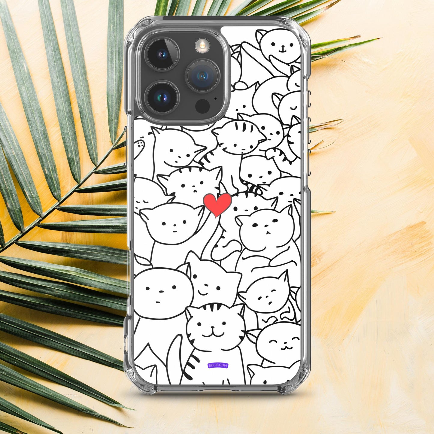 Doodle Cats & Heart Clear Phone Case for iPhone®