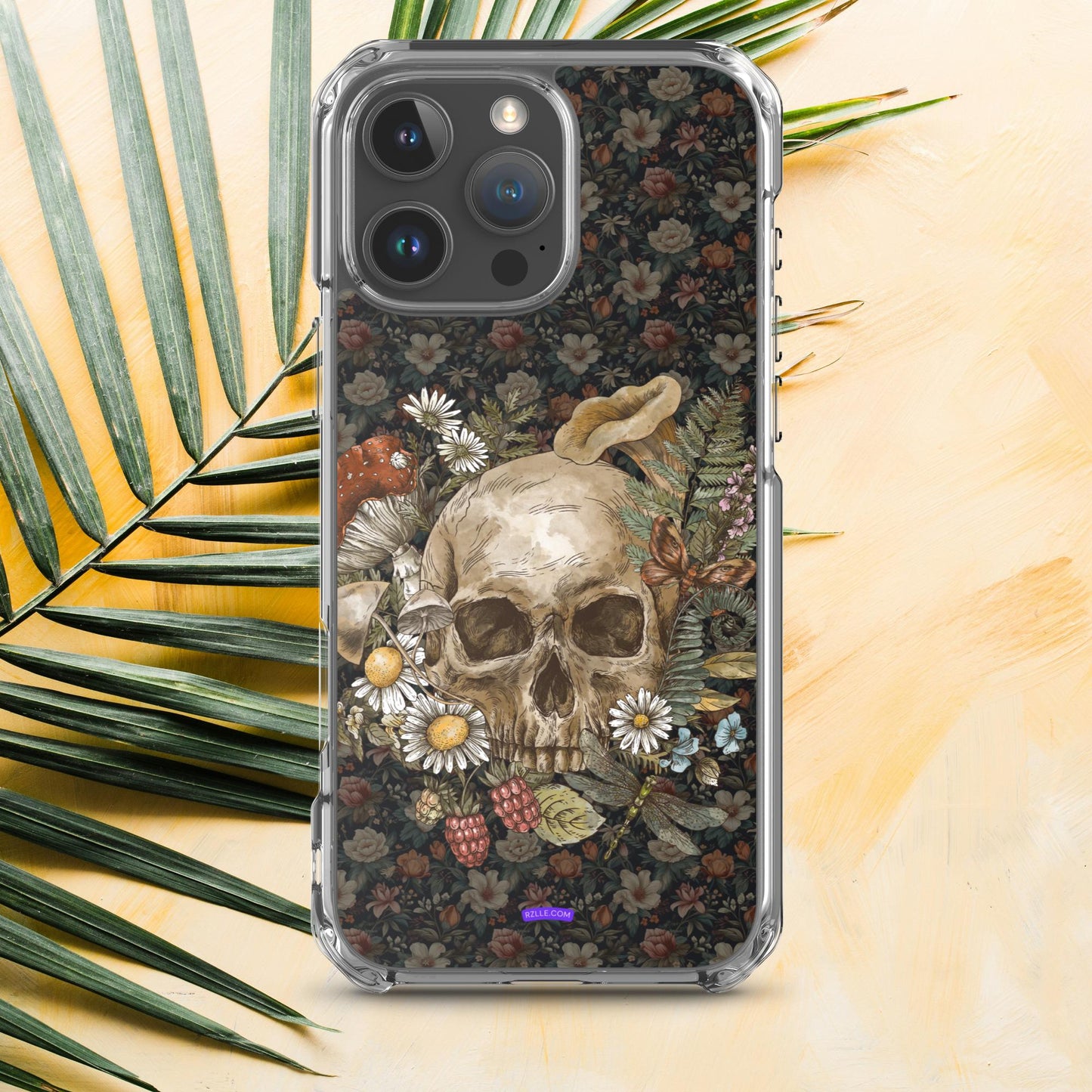 Gothic Skull & Flowers Clear Case for iPhone®