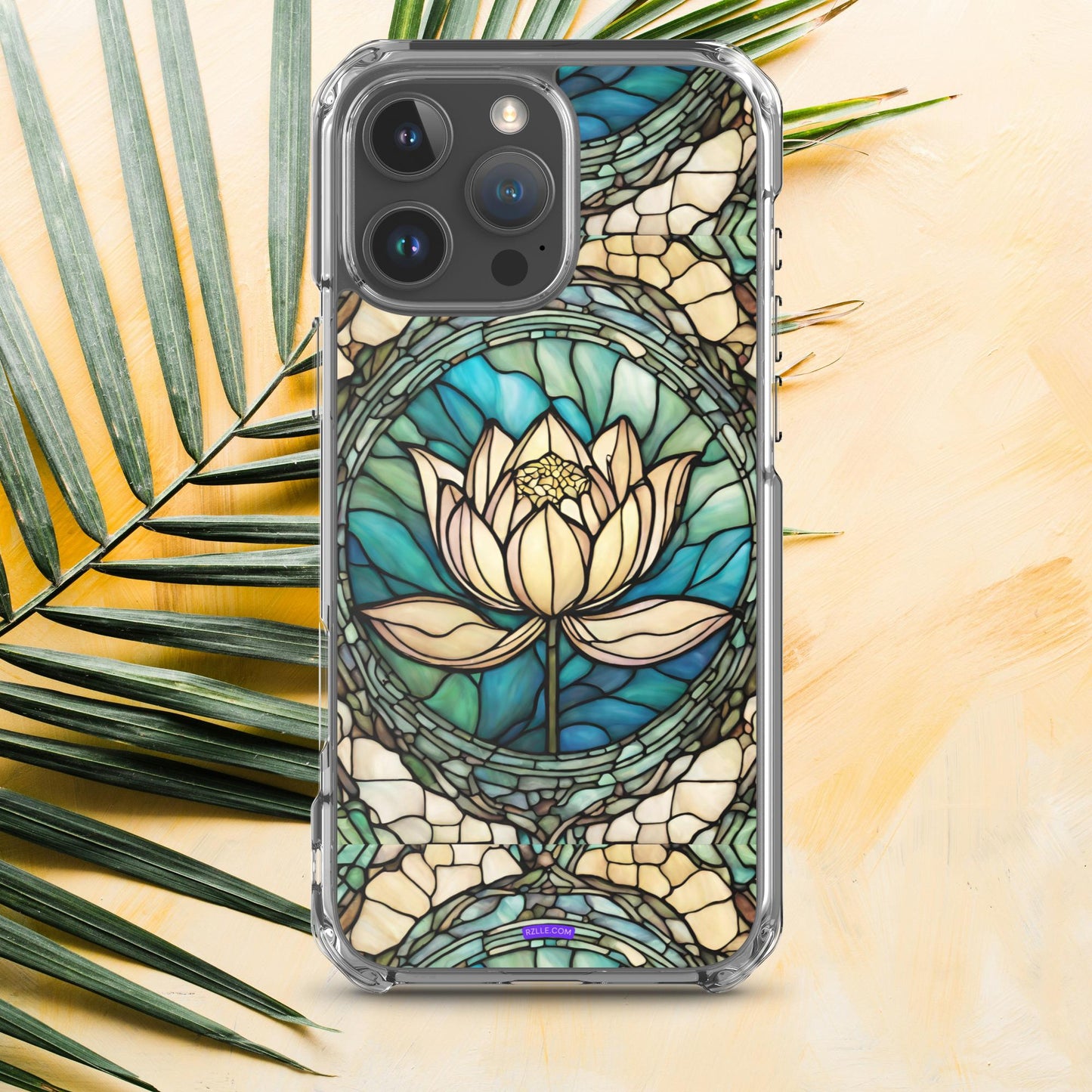 Beautiful Lotus Stained Glass Clear Case for iPhone® 16, 16 Plus, 16 Pro & 16 Pro Max