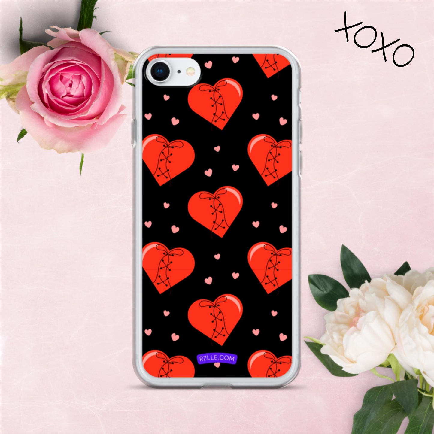 Stitched Hearts Clear Phone Case for iPhone®