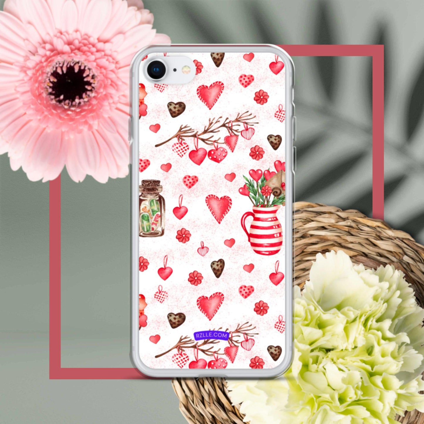 Retro Hearts Clear Phone Case for iPhone®