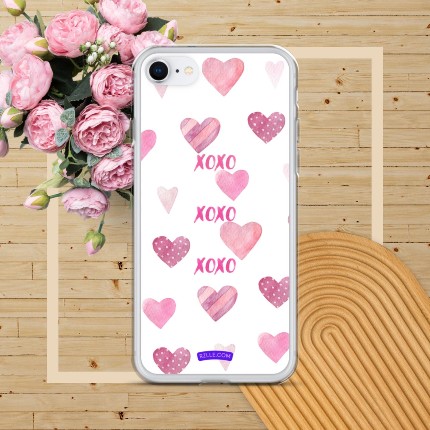 XOXO Pink Hearts Clear Phone Case for iPhone®