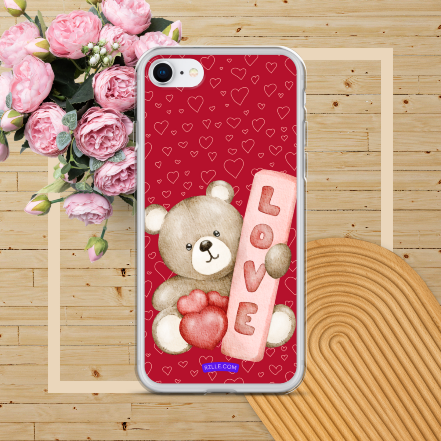 Bear Love & Hearts Clear Phone Case for iPhone®