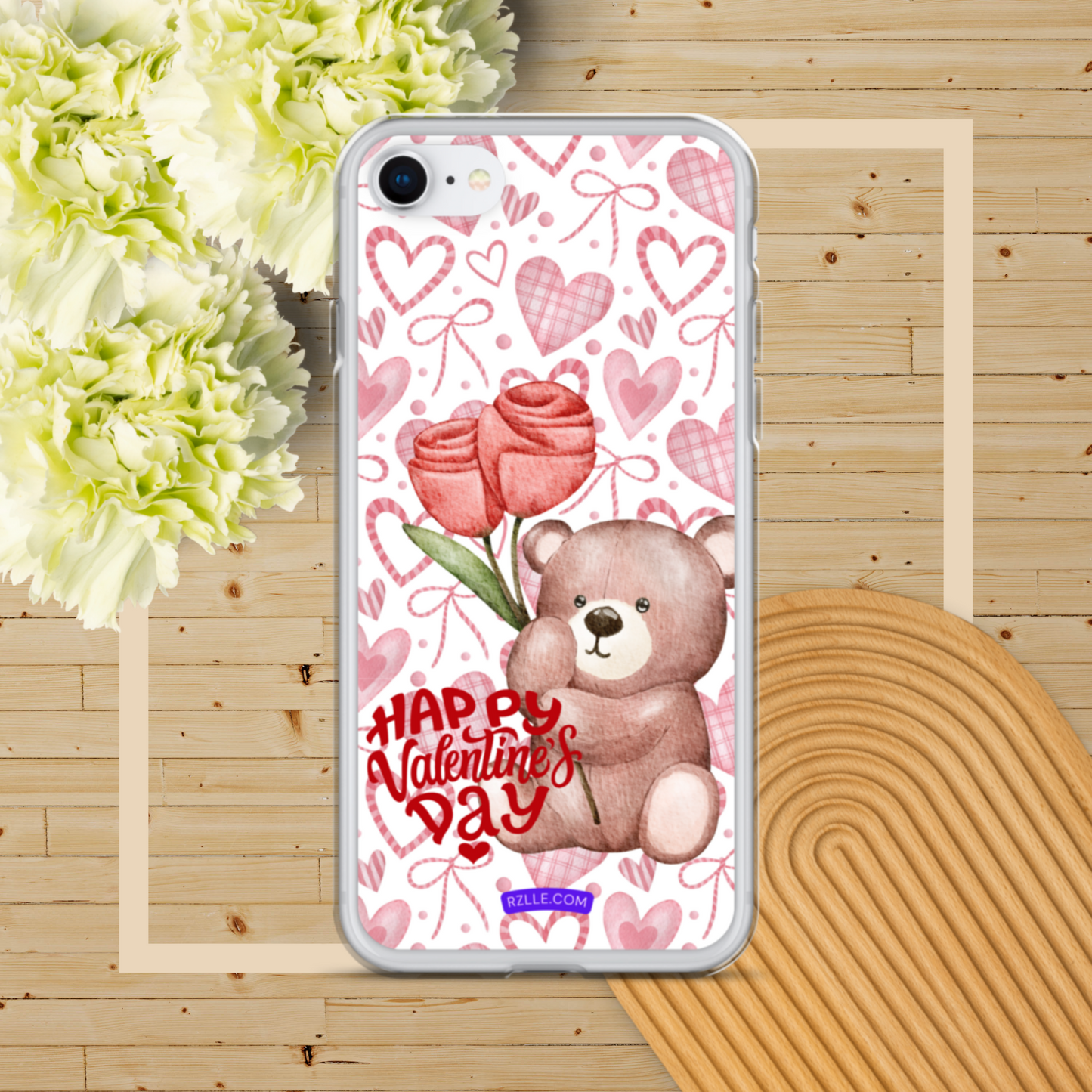 Valentine's Day Bear & Flowers  Clear Phone Case for iPhone®