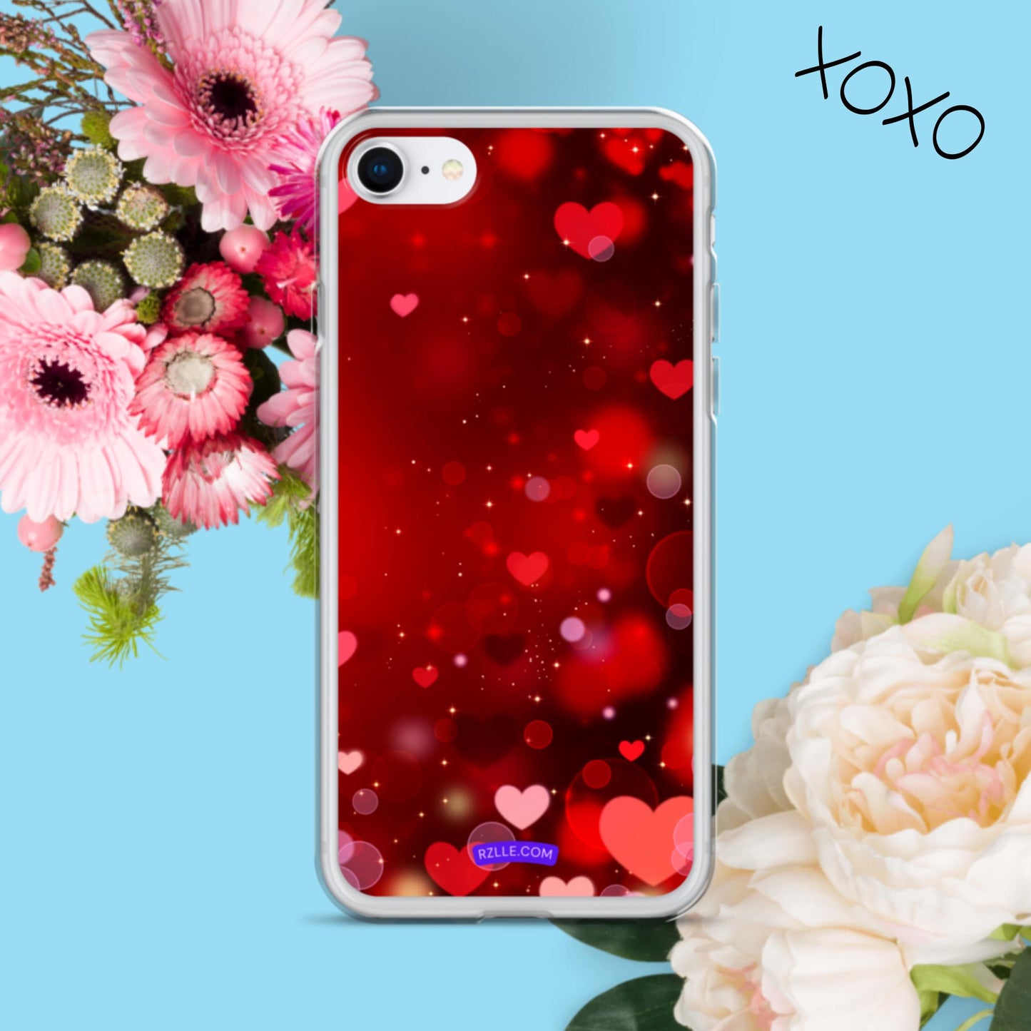 Sparkling Hearts Clear Phone Case for iPhone®