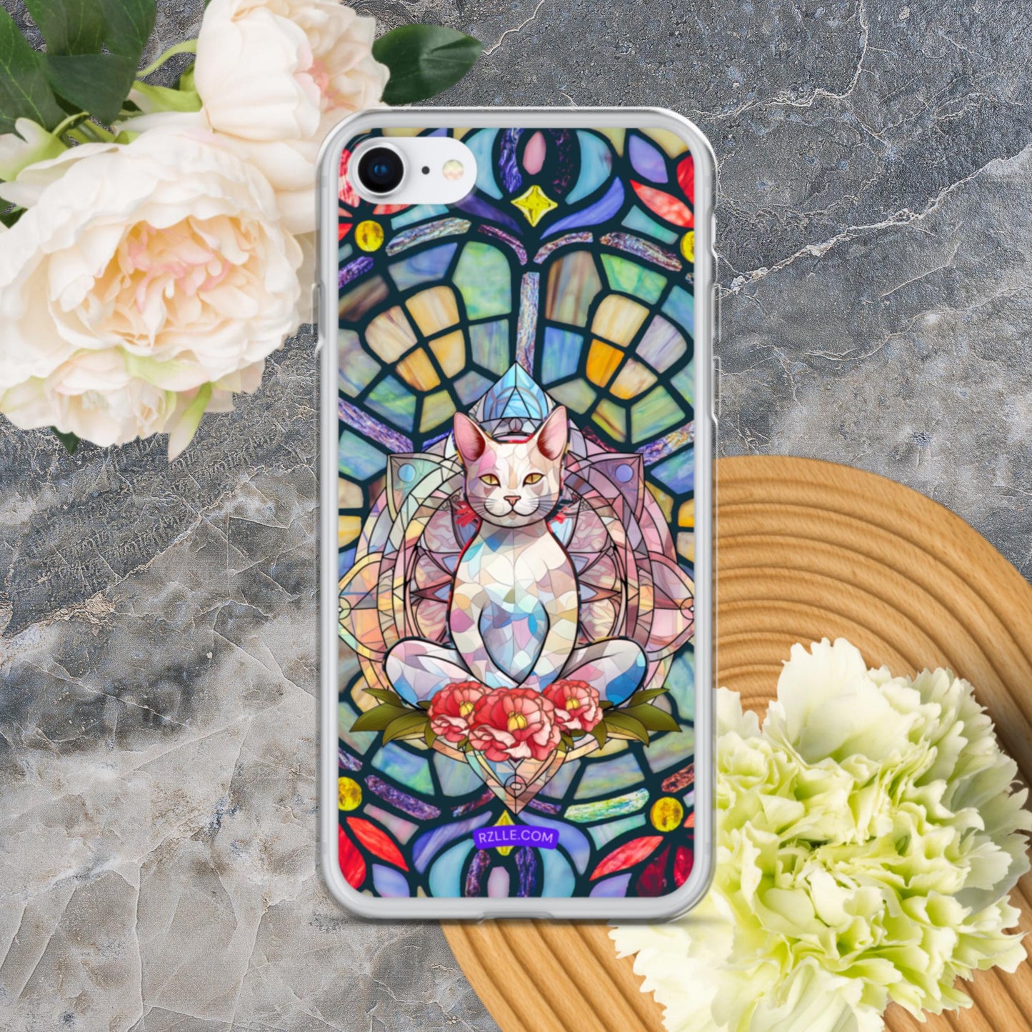 Cat Stained Glass Clear Phone Case for iPhone®