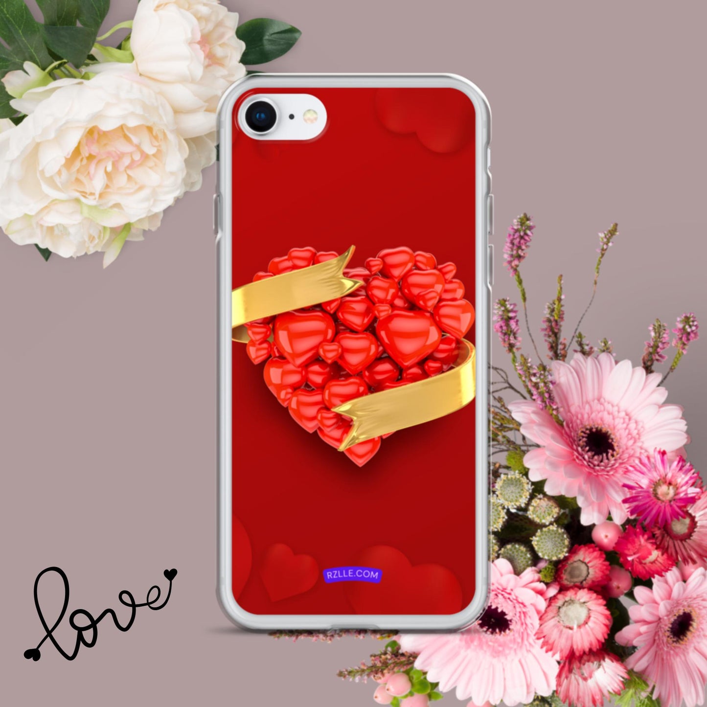 Balloon Hearts With Gold Ribbon Clear Phone Case for iPhone®