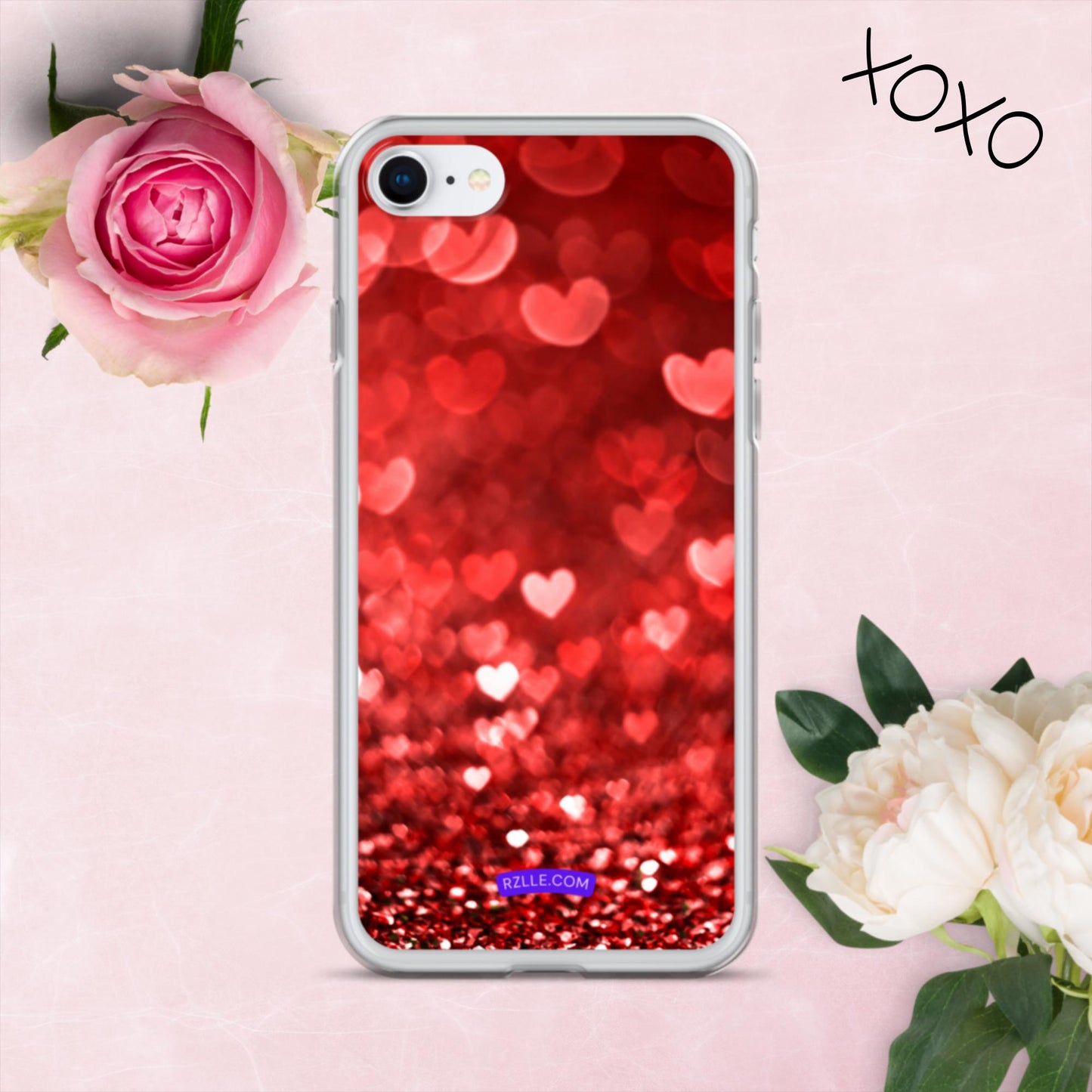 Dreamy Glitter Hearts Clear Phone Case for iPhone®