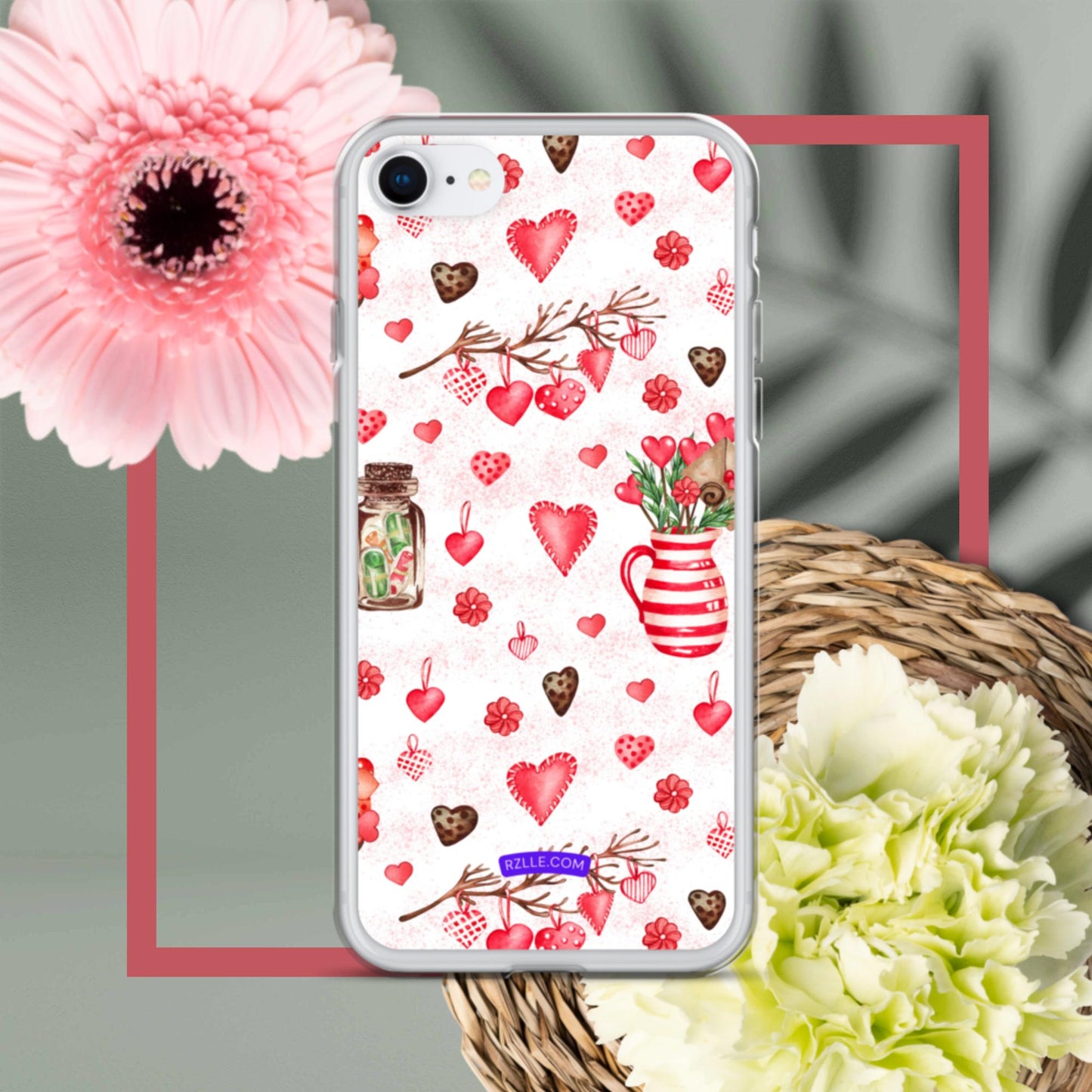 Retro Hearts Clear Phone Case for iPhone®