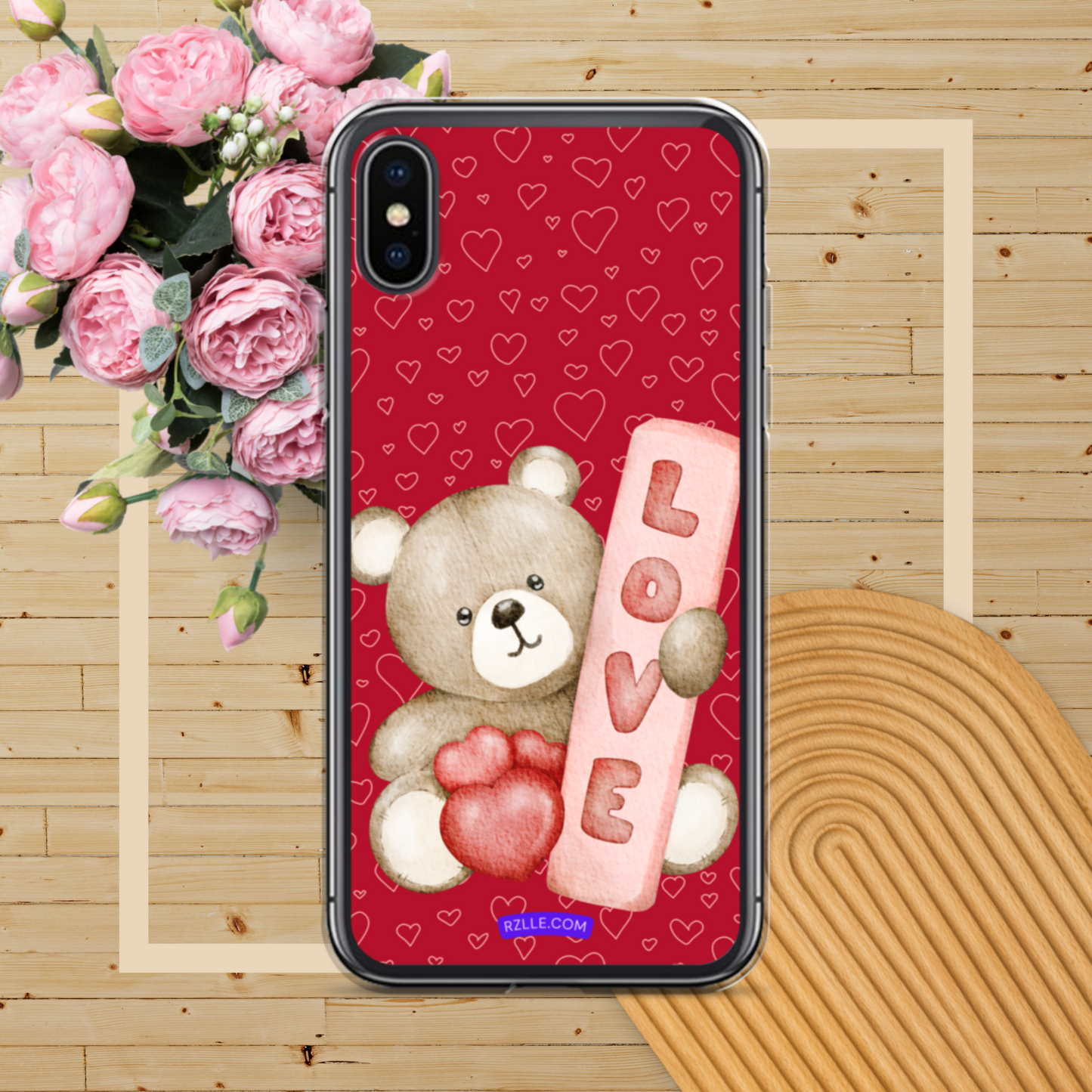 Bear Love & Hearts Clear Phone Case for iPhone®