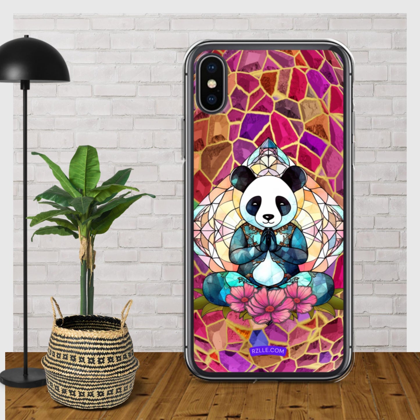 Panda Stained Glass Clear Phone Case for iPhone®