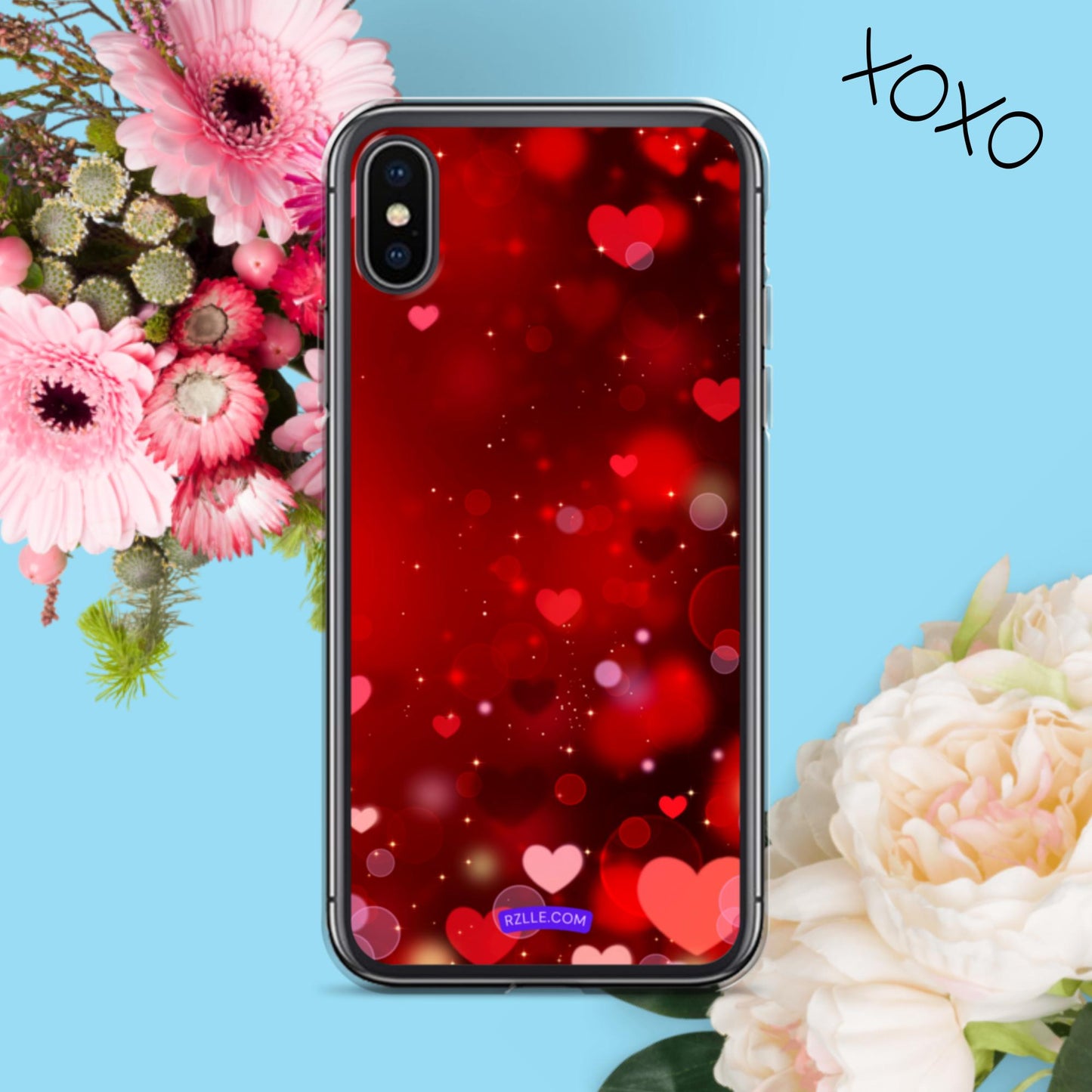 Sparkling Hearts Clear Phone Case for iPhone®