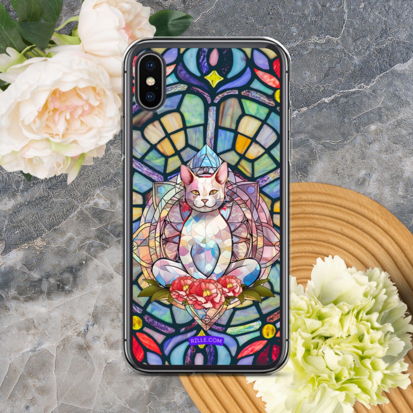 Cat Stained Glass Clear Phone Case for iPhone®