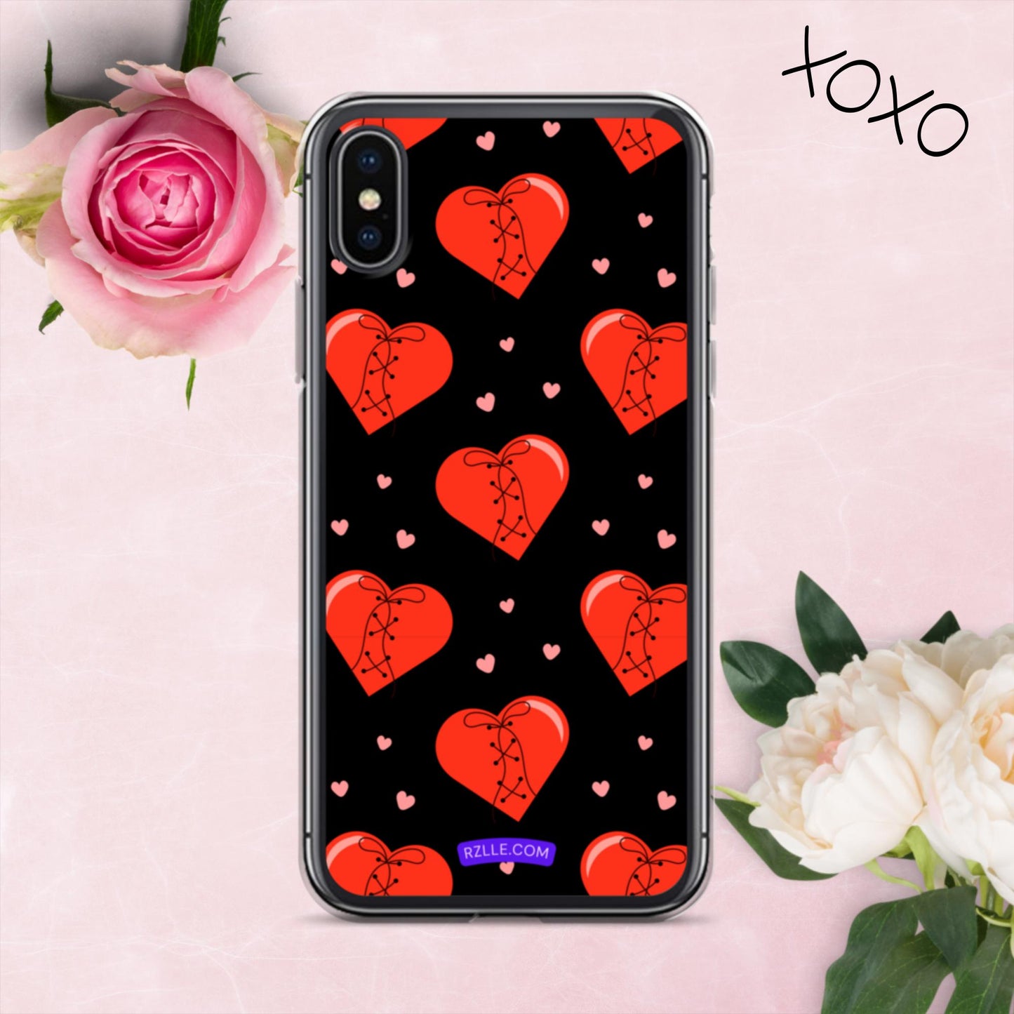 Stitched Hearts Clear Phone Case for iPhone®