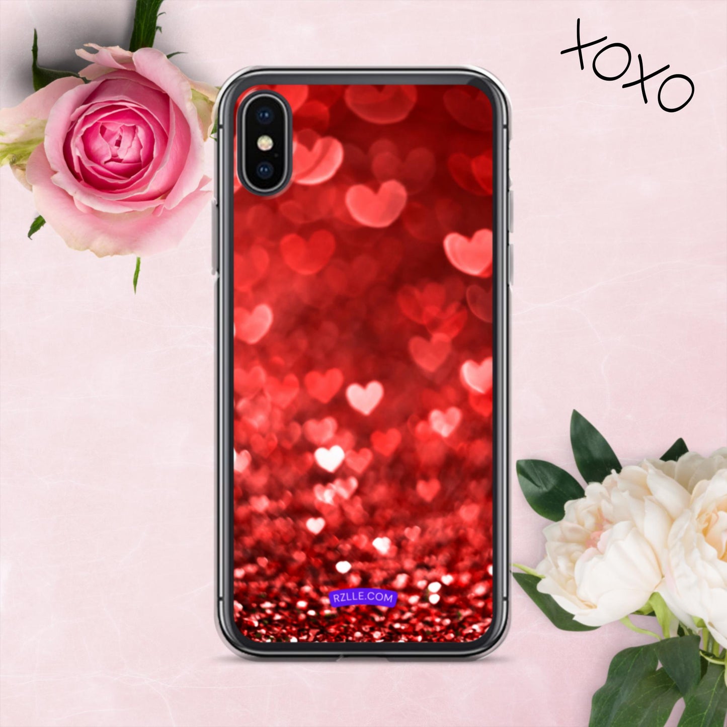 Dreamy Glitter Hearts Clear Phone Case for iPhone®