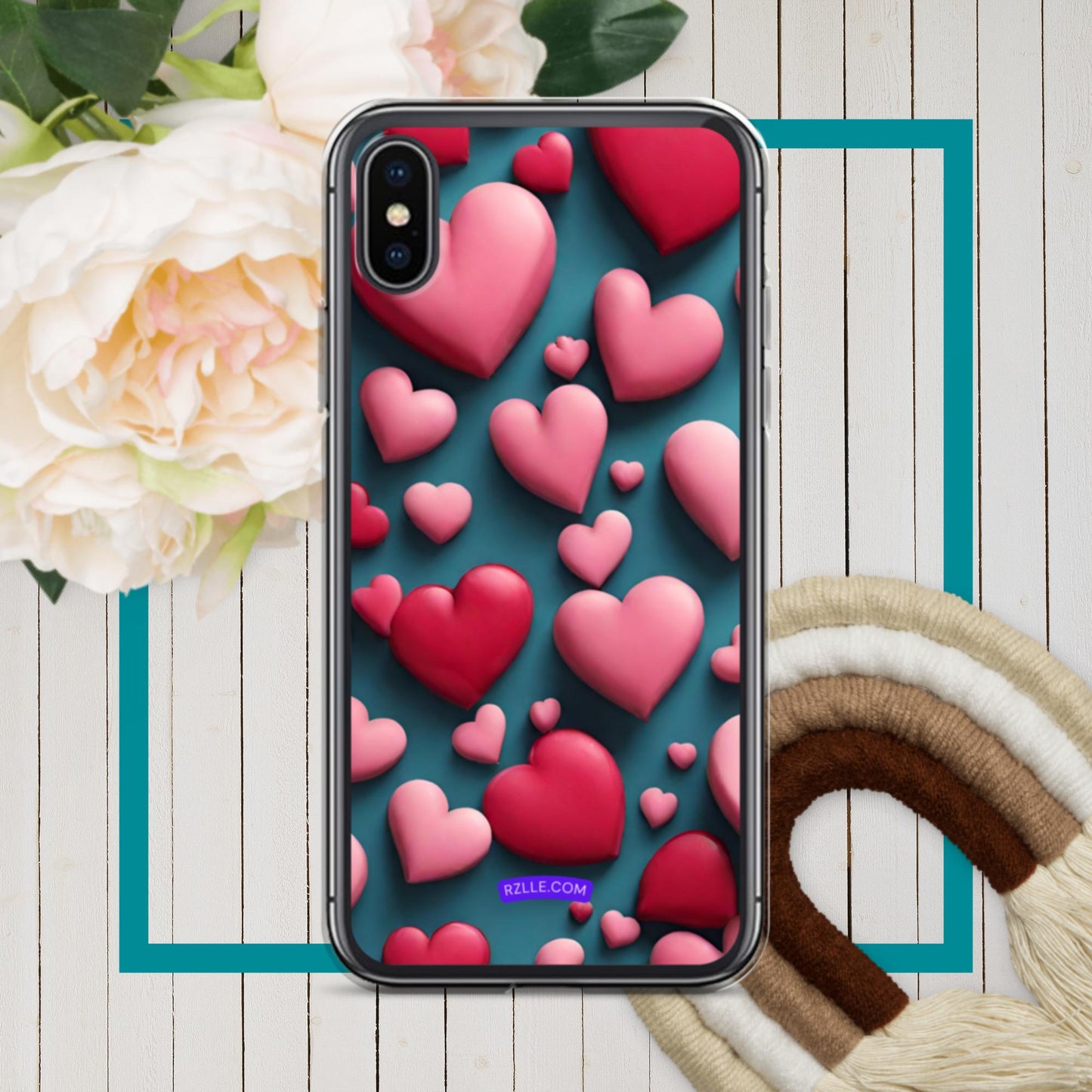 Clay Hearts Clear Phone Case for iPhone®