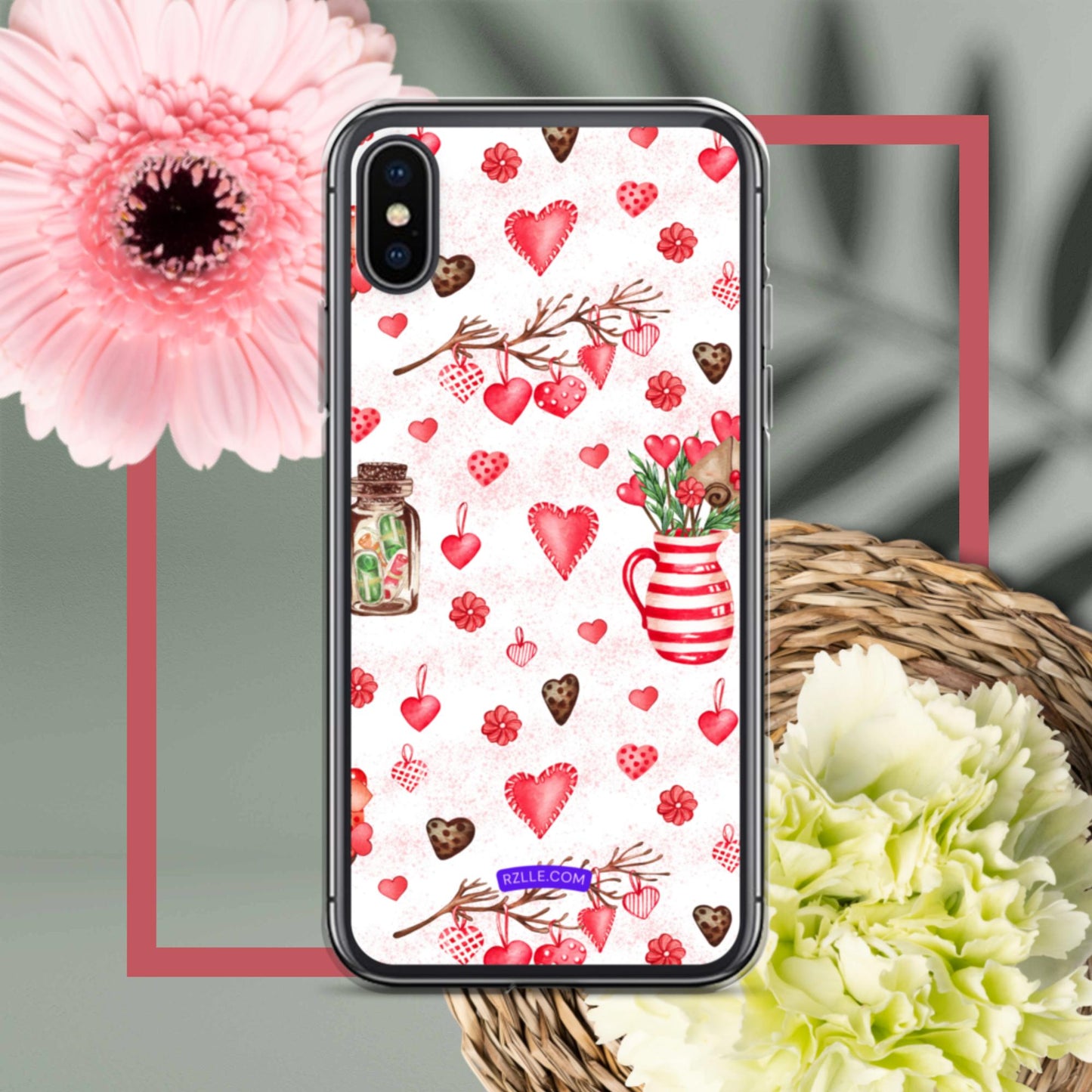 Retro Hearts Clear Phone Case for iPhone®