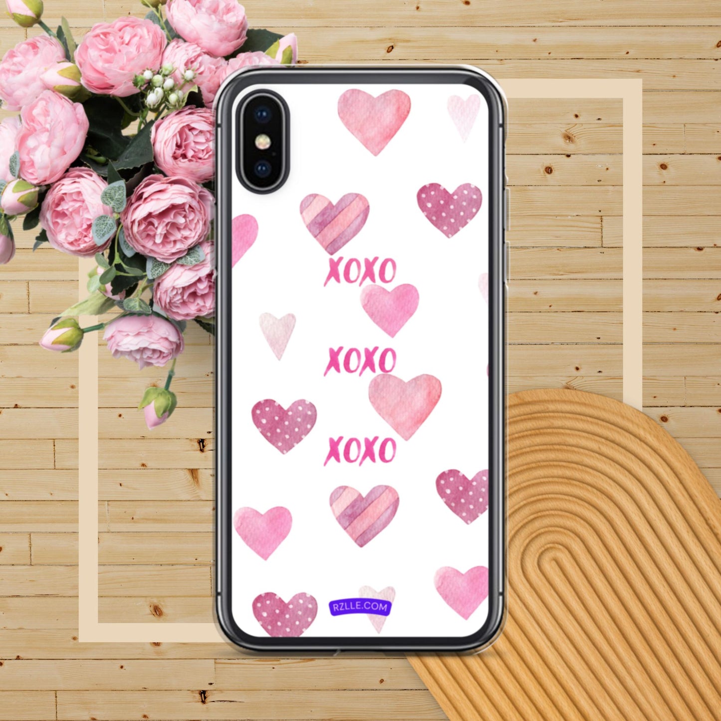 XOXO Pink Hearts Clear Phone Case for iPhone®