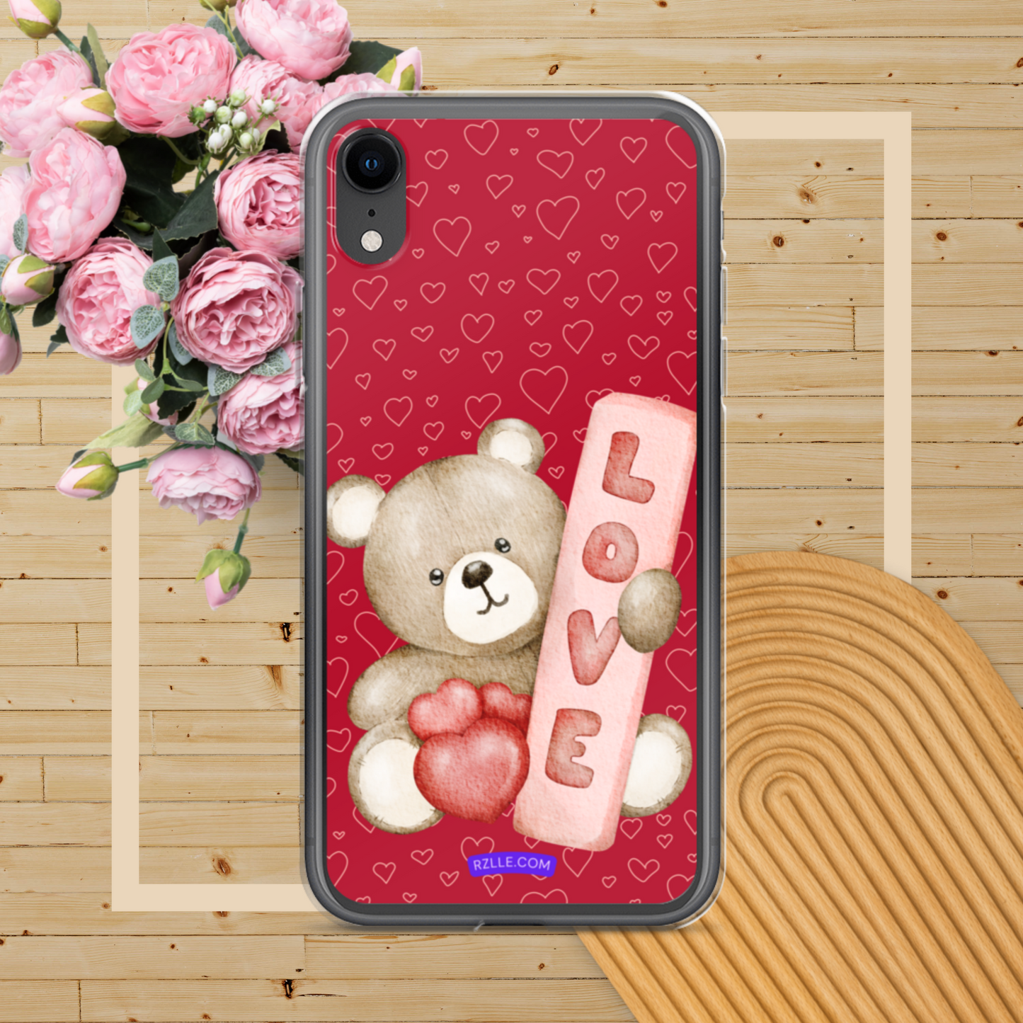 Bear Love & Hearts Clear Phone Case for iPhone®