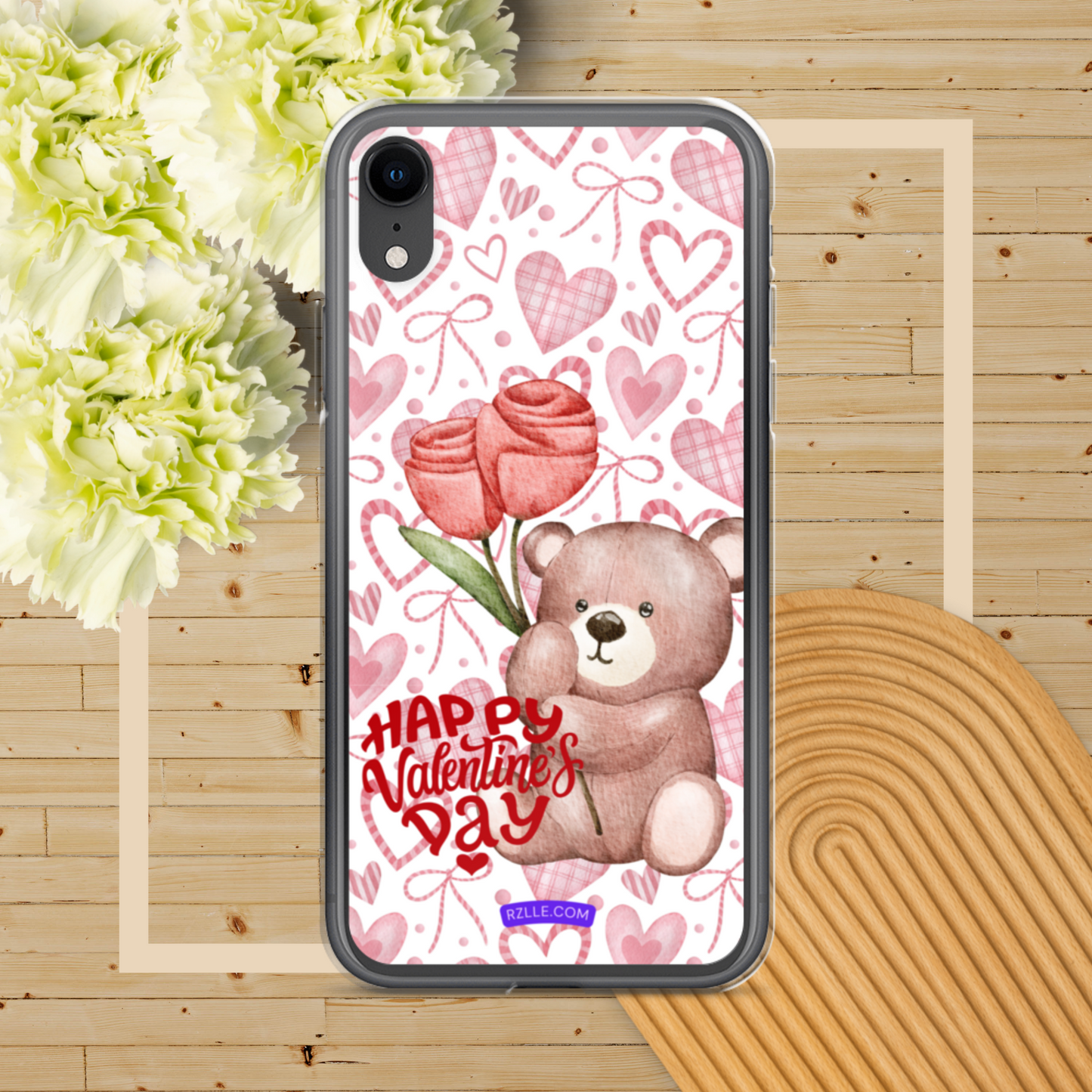 Valentine's Day Bear & Flowers  Clear Phone Case for iPhone®