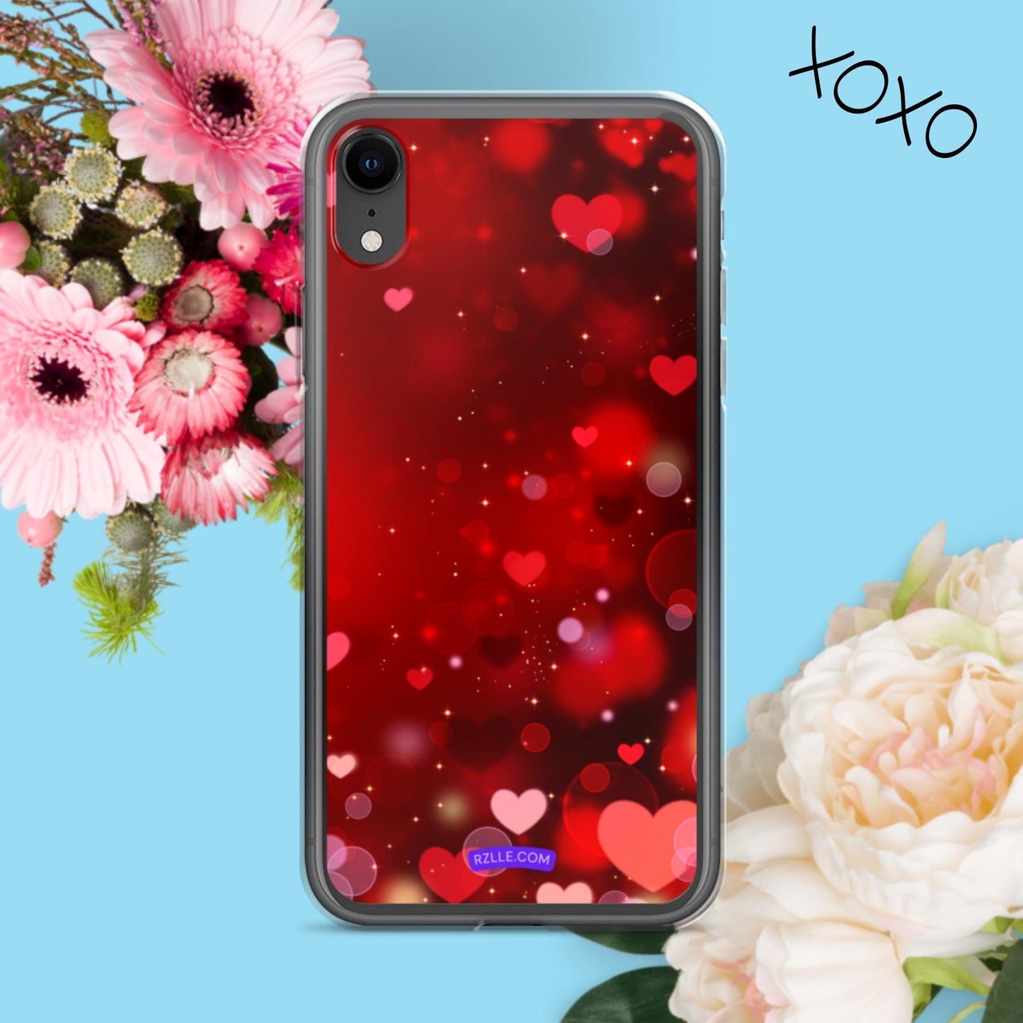 Sparkling Hearts Clear Phone Case for iPhone®