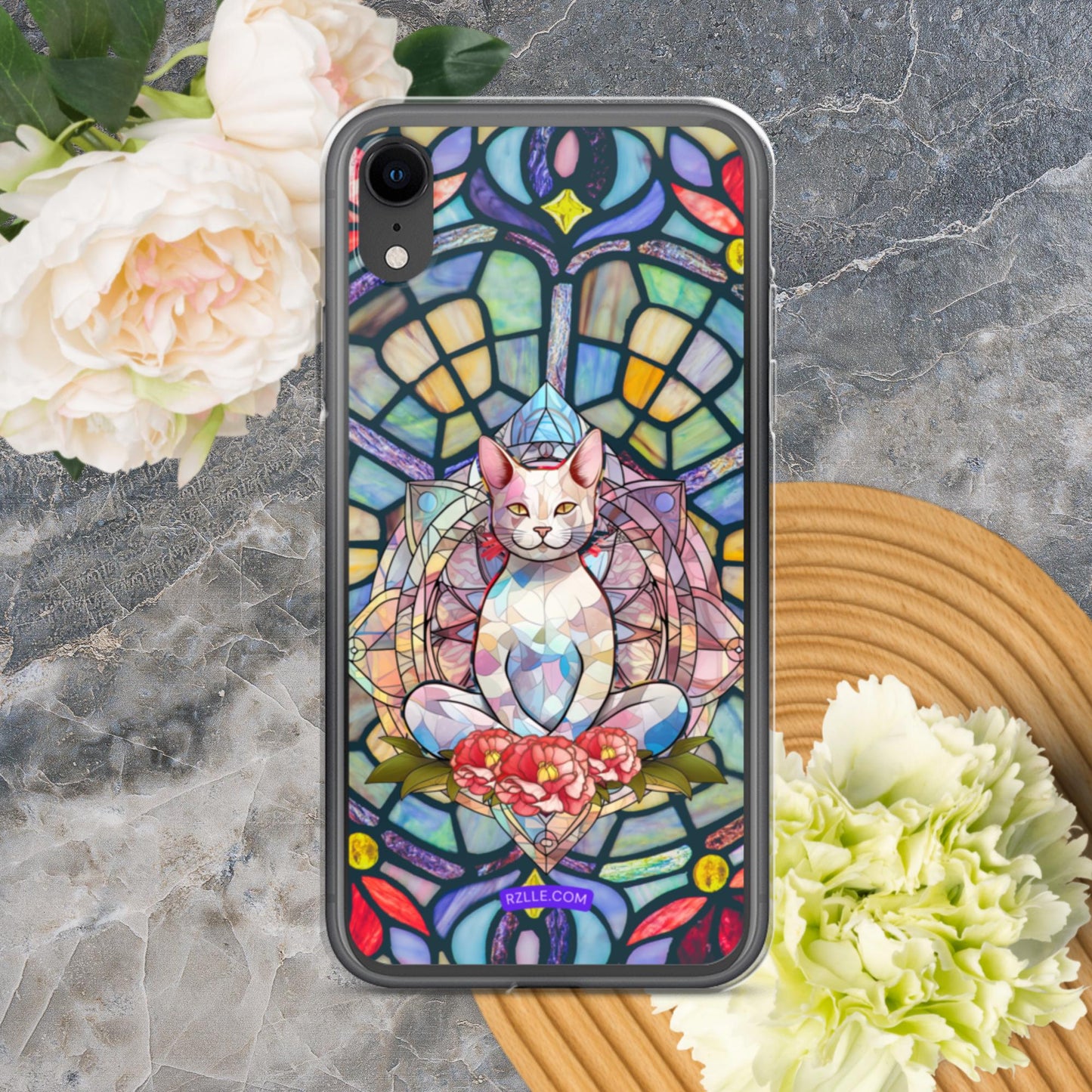 Cat Stained Glass Clear Phone Case for iPhone®