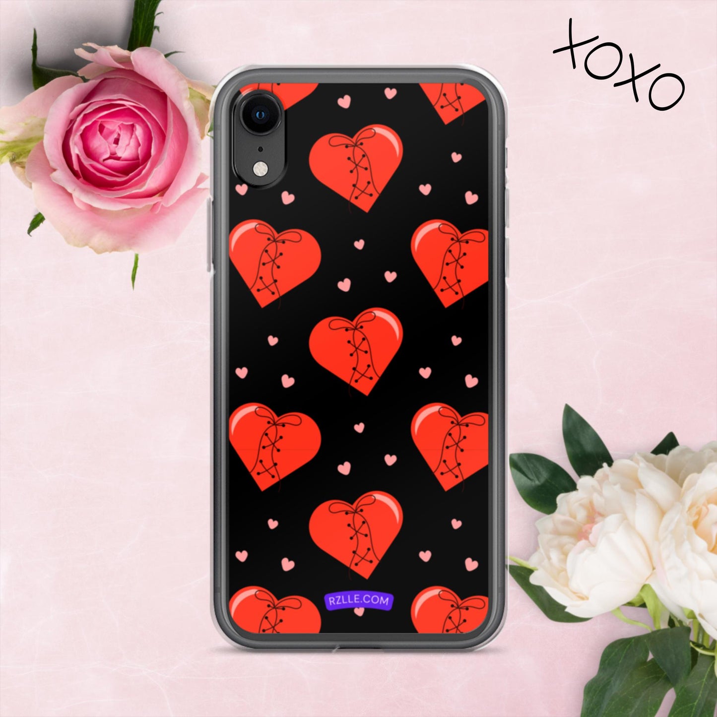 Stitched Hearts Clear Phone Case for iPhone®