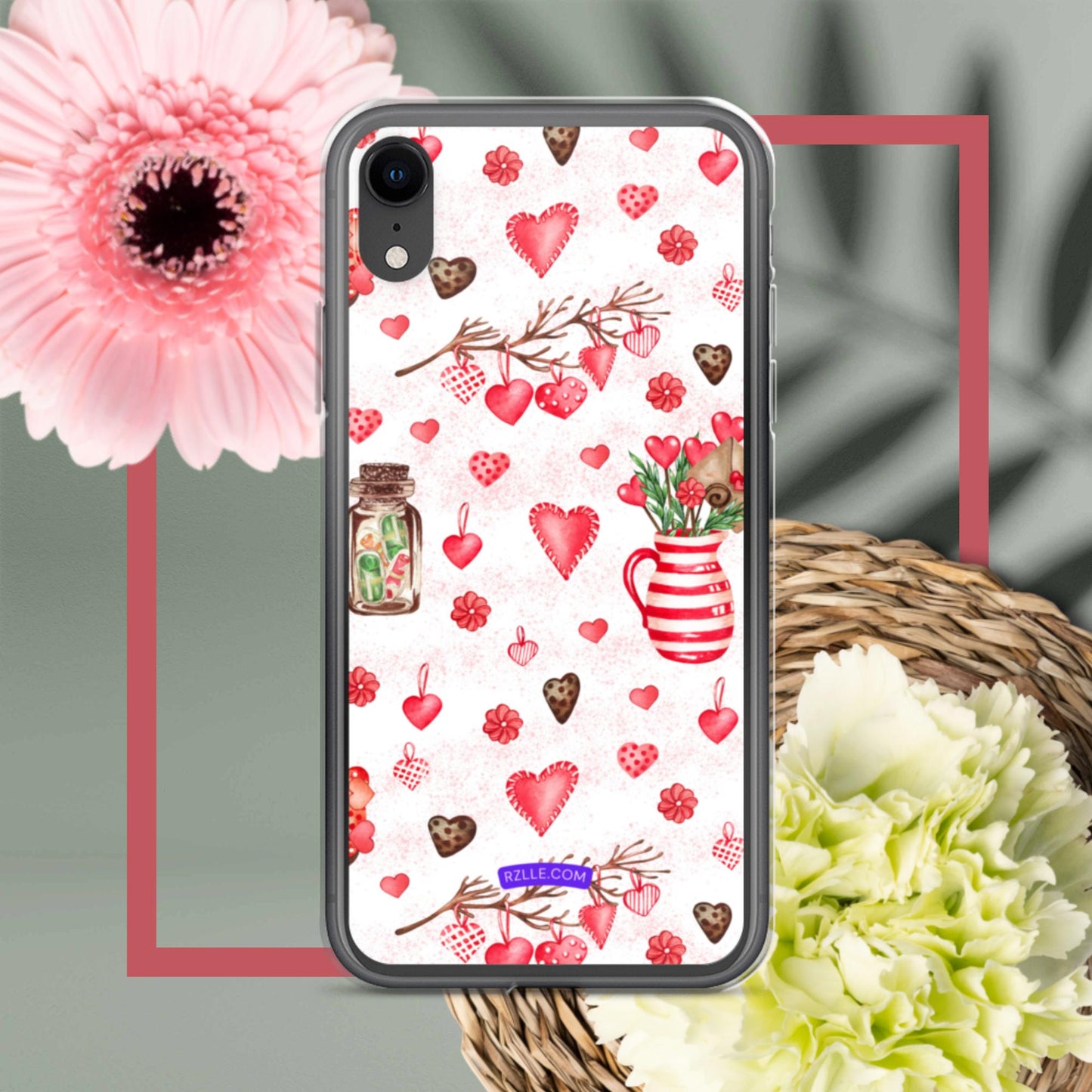 Retro Hearts Clear Phone Case for iPhone®