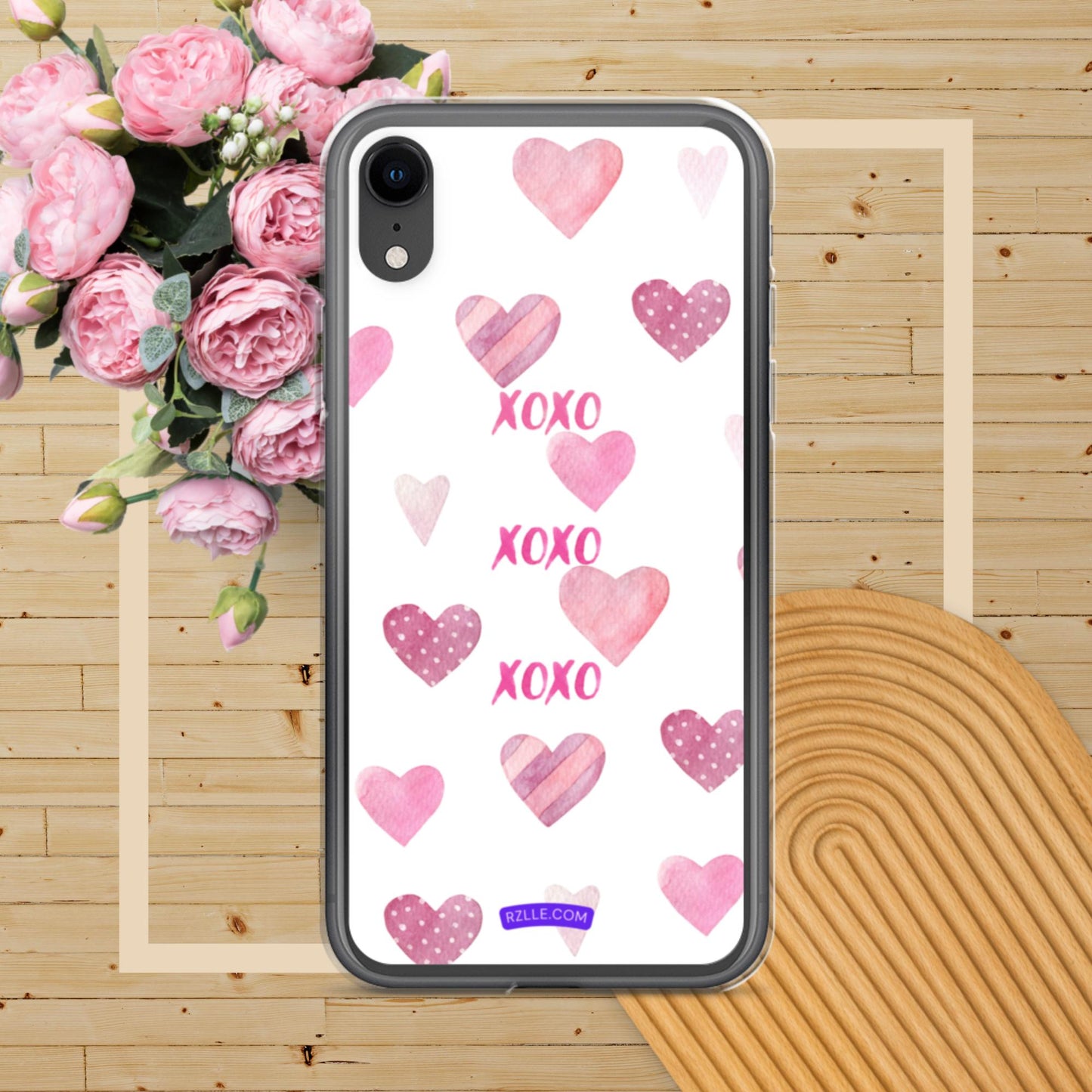 XOXO Pink Hearts Clear Phone Case for iPhone®