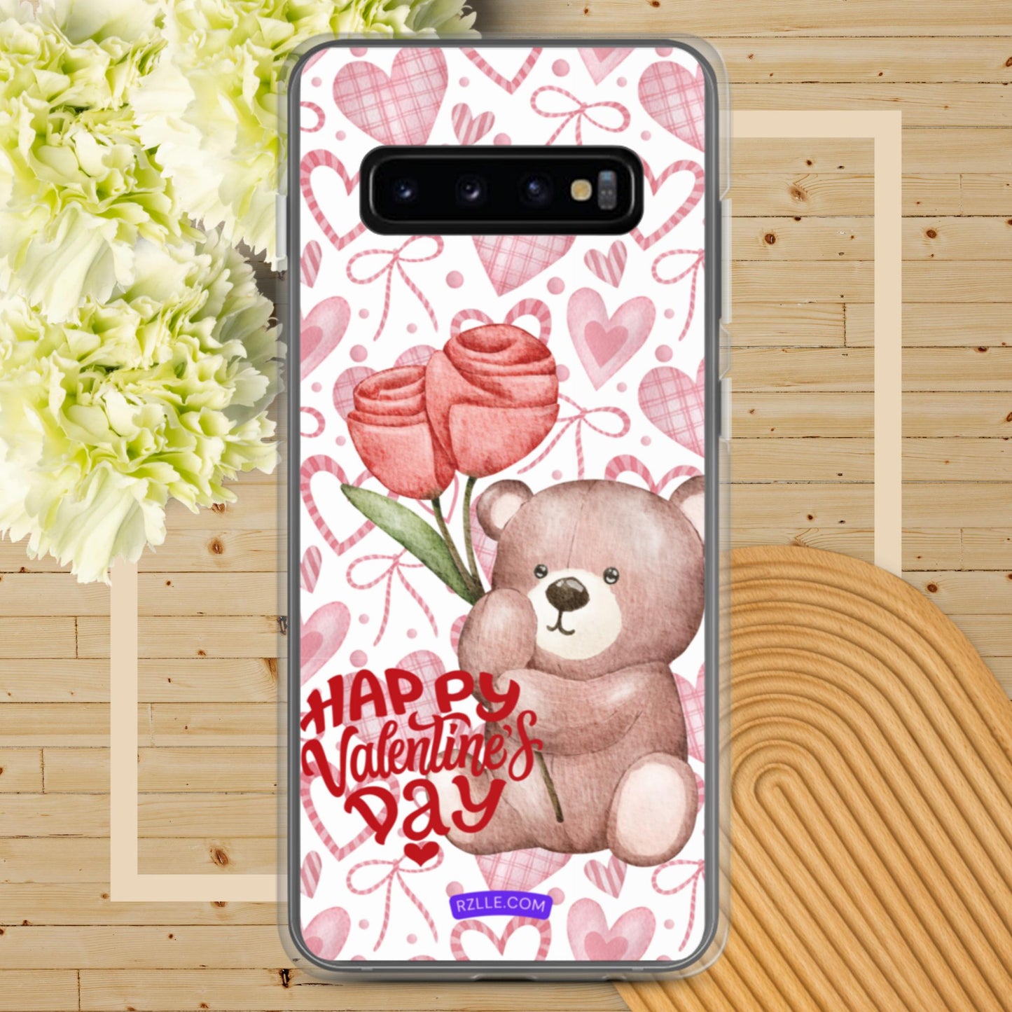 Valentine's Day Bear & Flowers Samsung® Galaxy Clear Phone Case