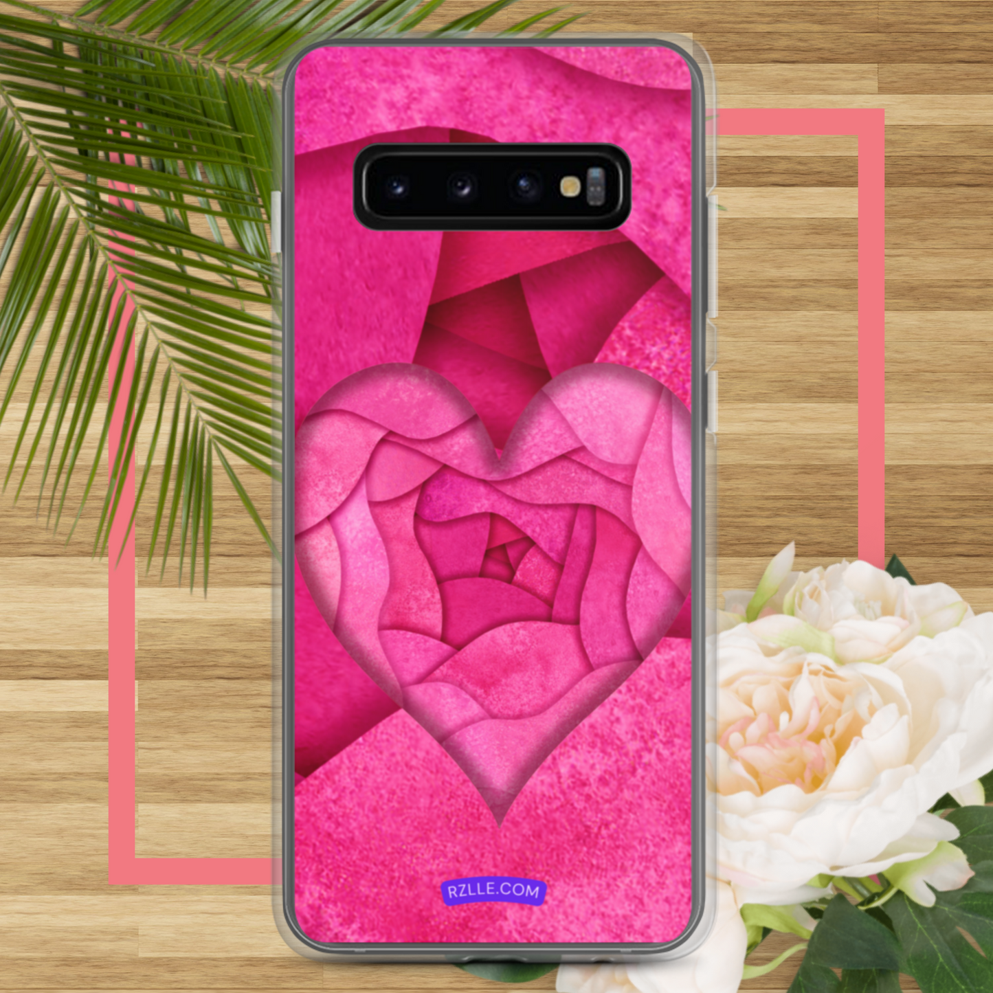 Pink Paper Hearts Samsung® Galaxy Clear Phone Case