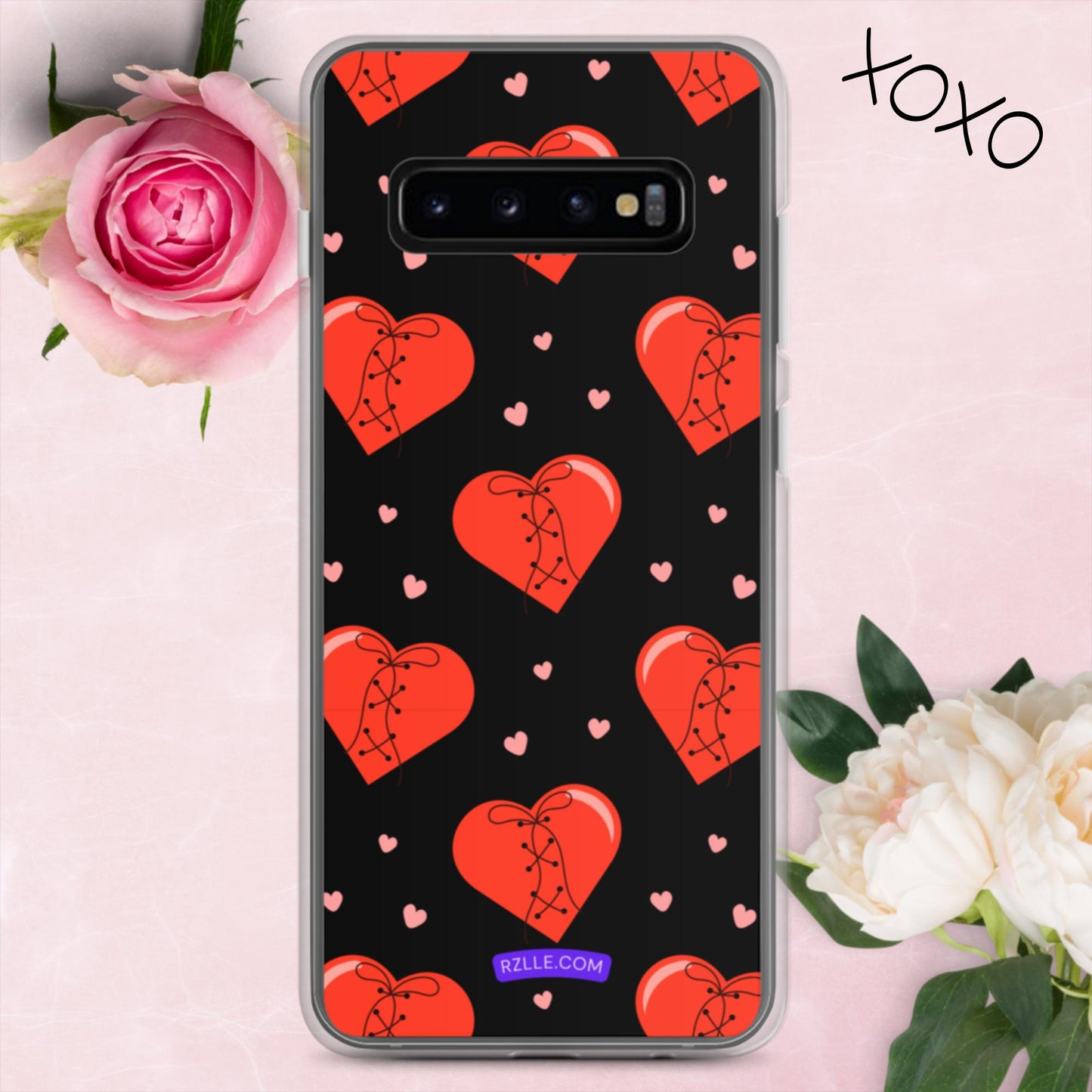 Stitched Hearts Samsung® Galaxy Clear Phone Case