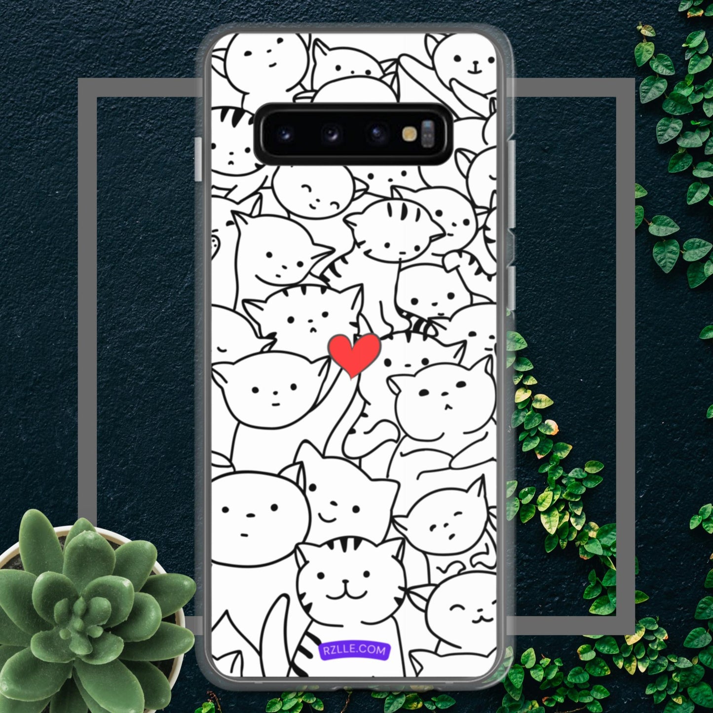 Doodle Cats & Heart Samsung® Galaxy Clear  Phone Case