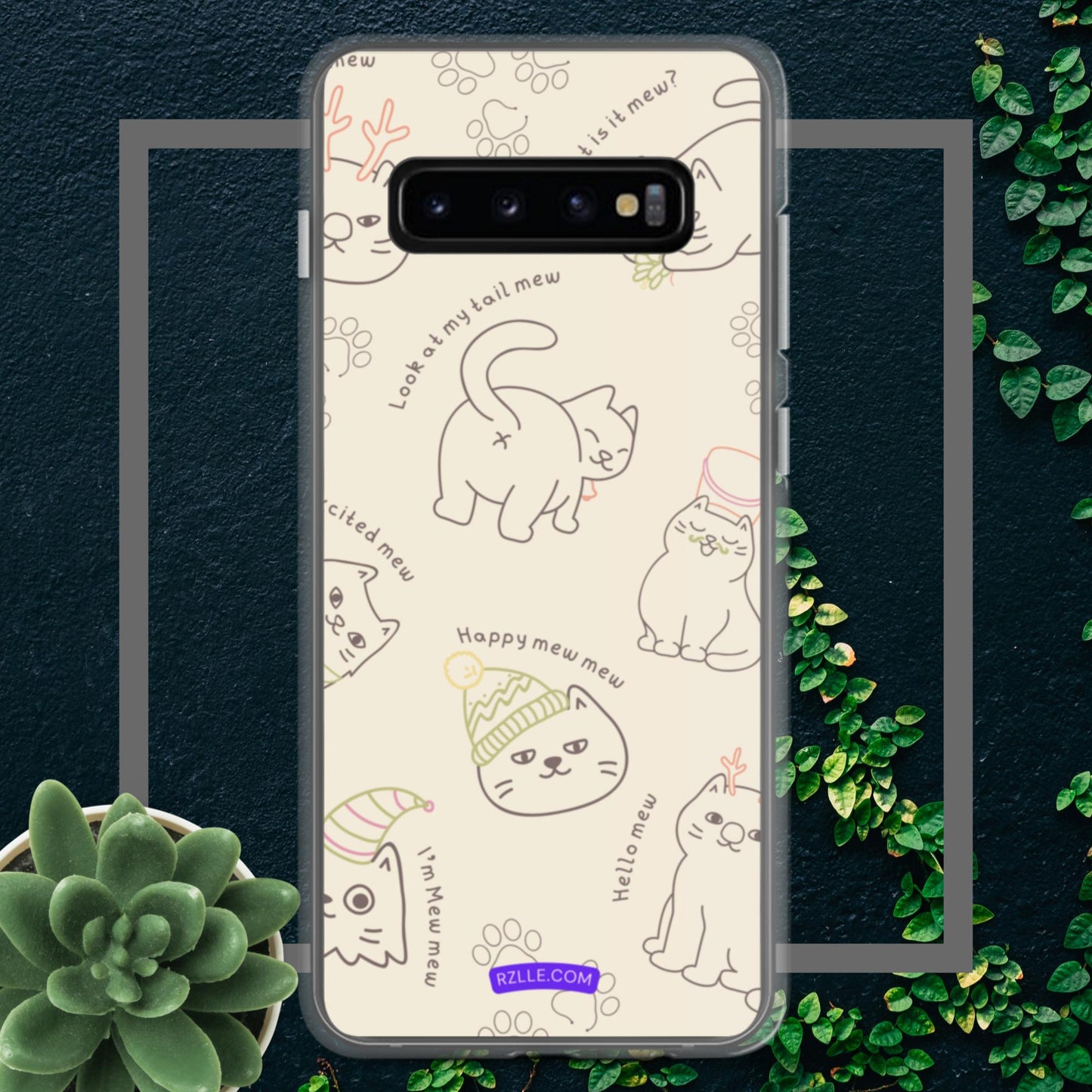 Cute Cat Doodles Samsung® Galaxy Clear Phone Case