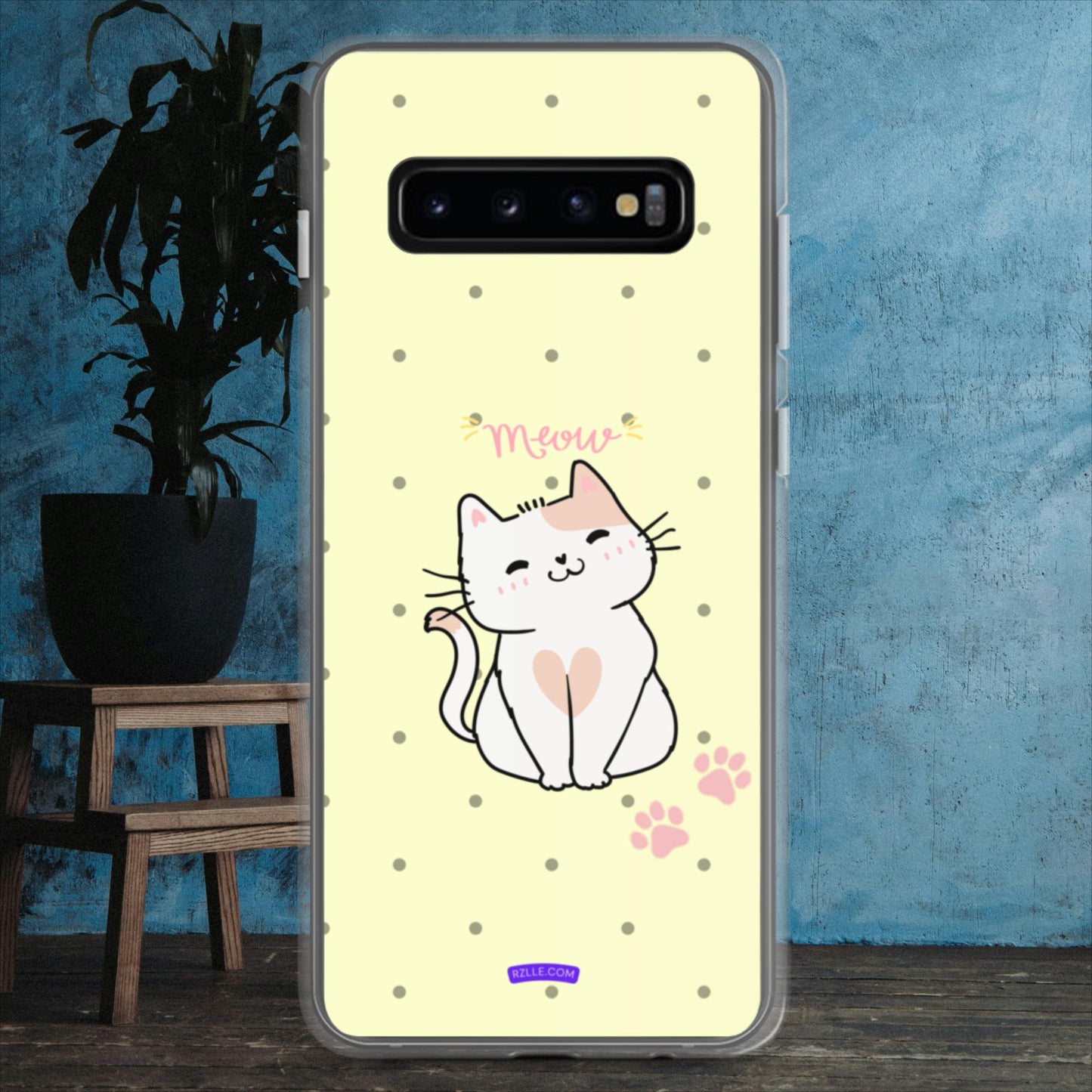 Cute White Cat Clear Case for Samsung®