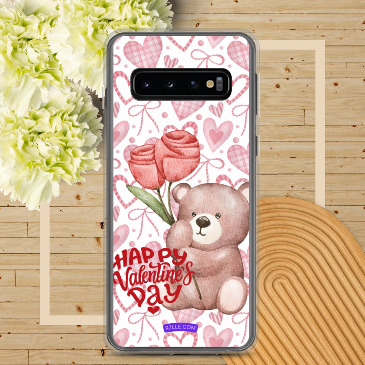 Valentine's Day Bear & Flowers Samsung® Galaxy Clear Phone Case