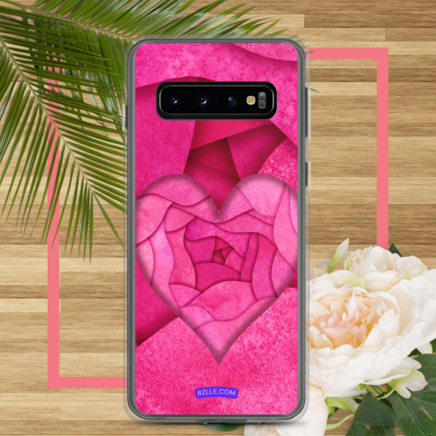 Pink Paper Hearts Samsung® Galaxy Clear Phone Case