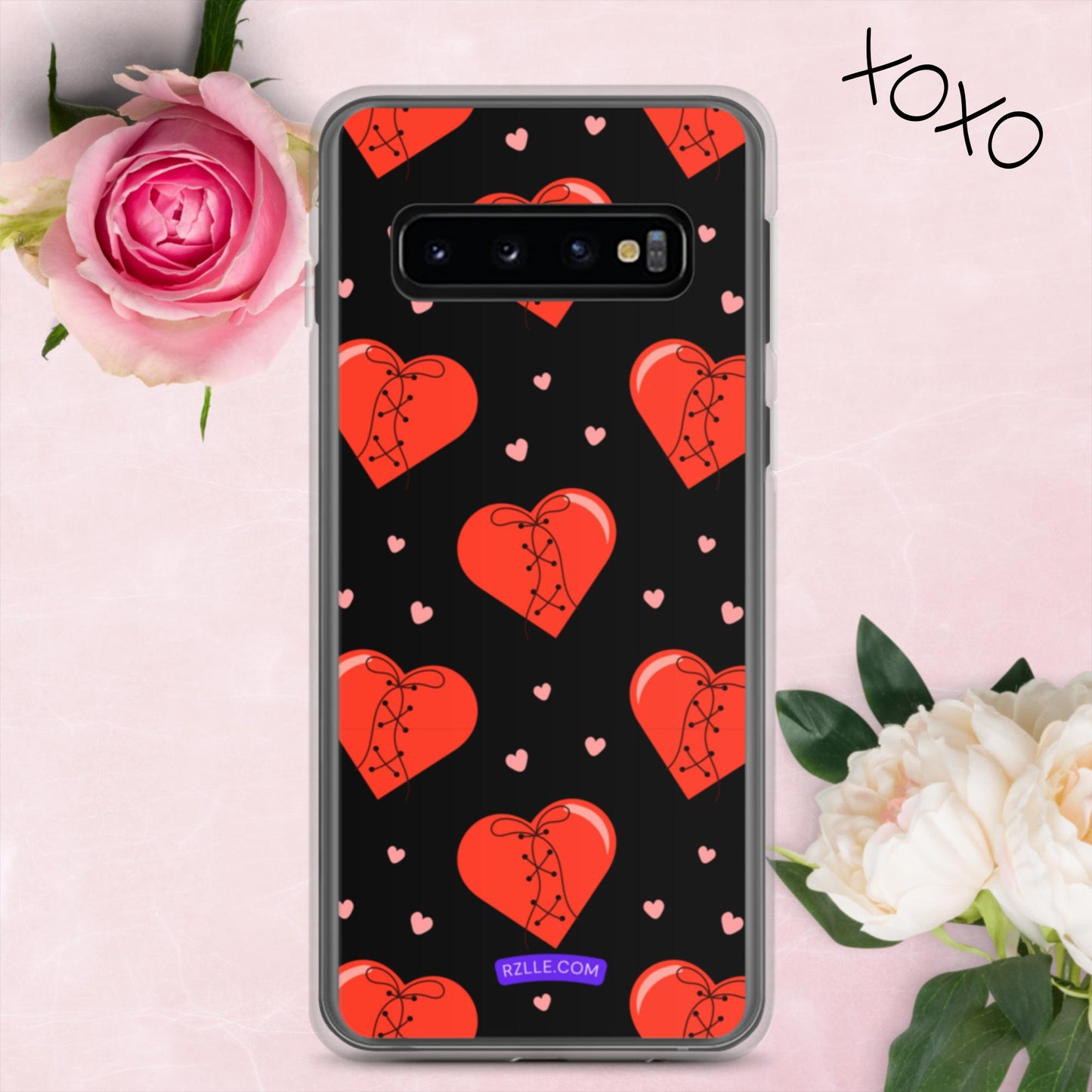 Stitched Hearts Samsung® Galaxy Clear Phone Case