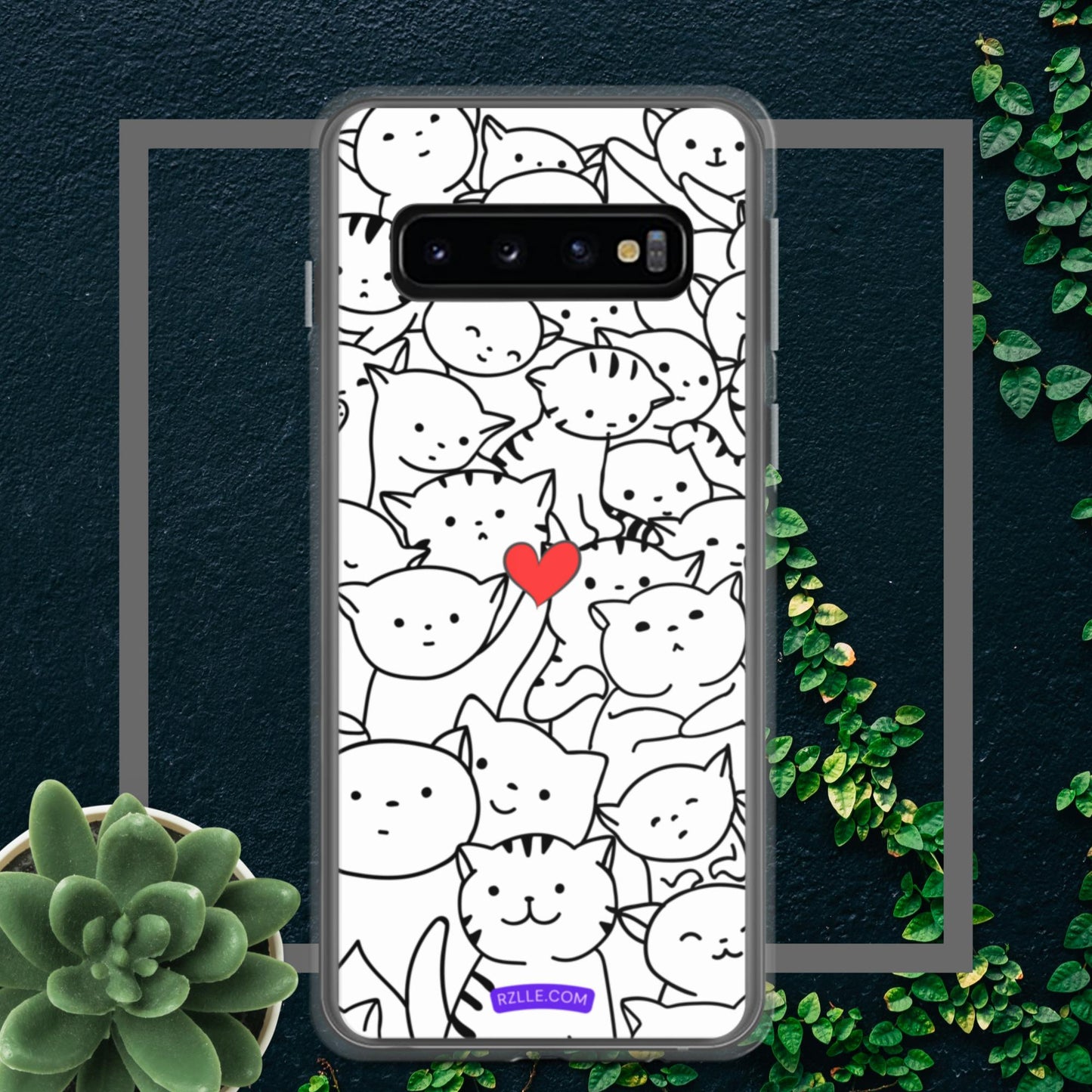 Doodle Cats & Heart Samsung® Galaxy Clear  Phone Case