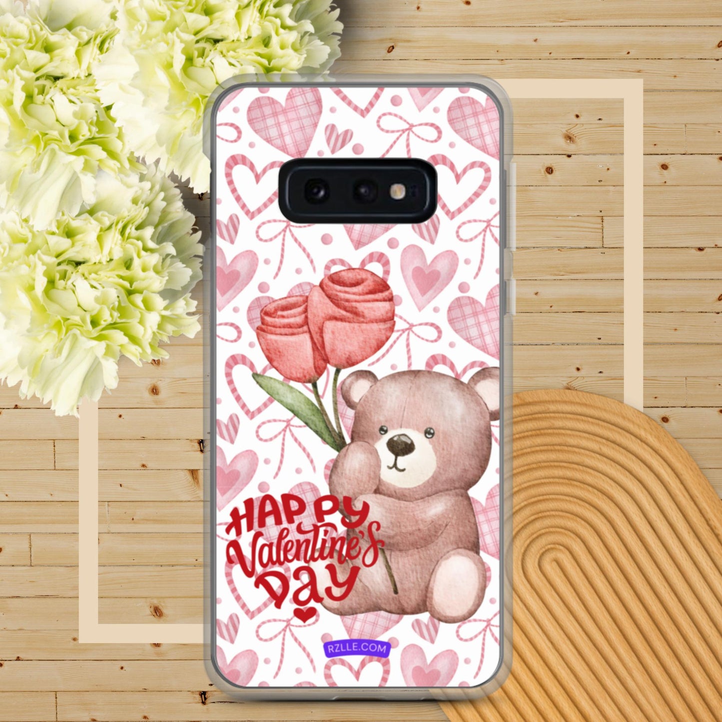 Valentine's Day Bear & Flowers Samsung® Galaxy Clear Phone Case