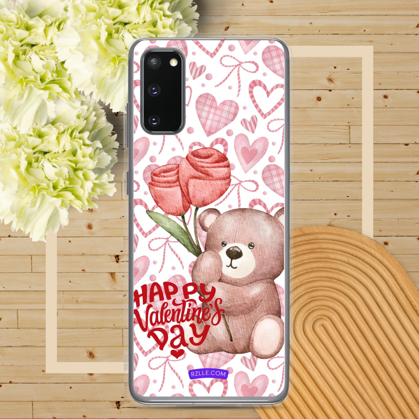 Valentine's Day Bear & Flowers Samsung® Galaxy Clear Phone Case